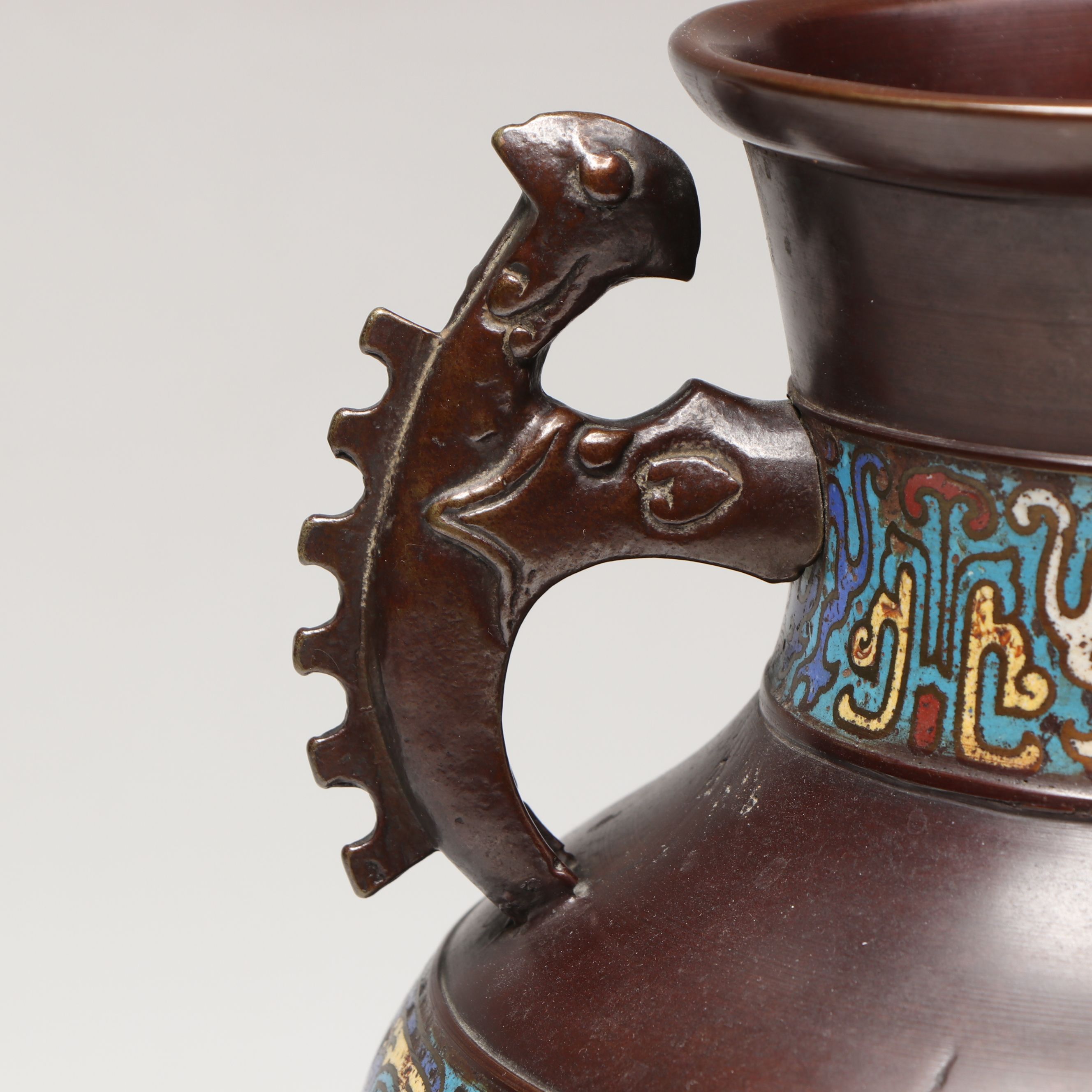 Japanese Bronze and Champlevé Vase