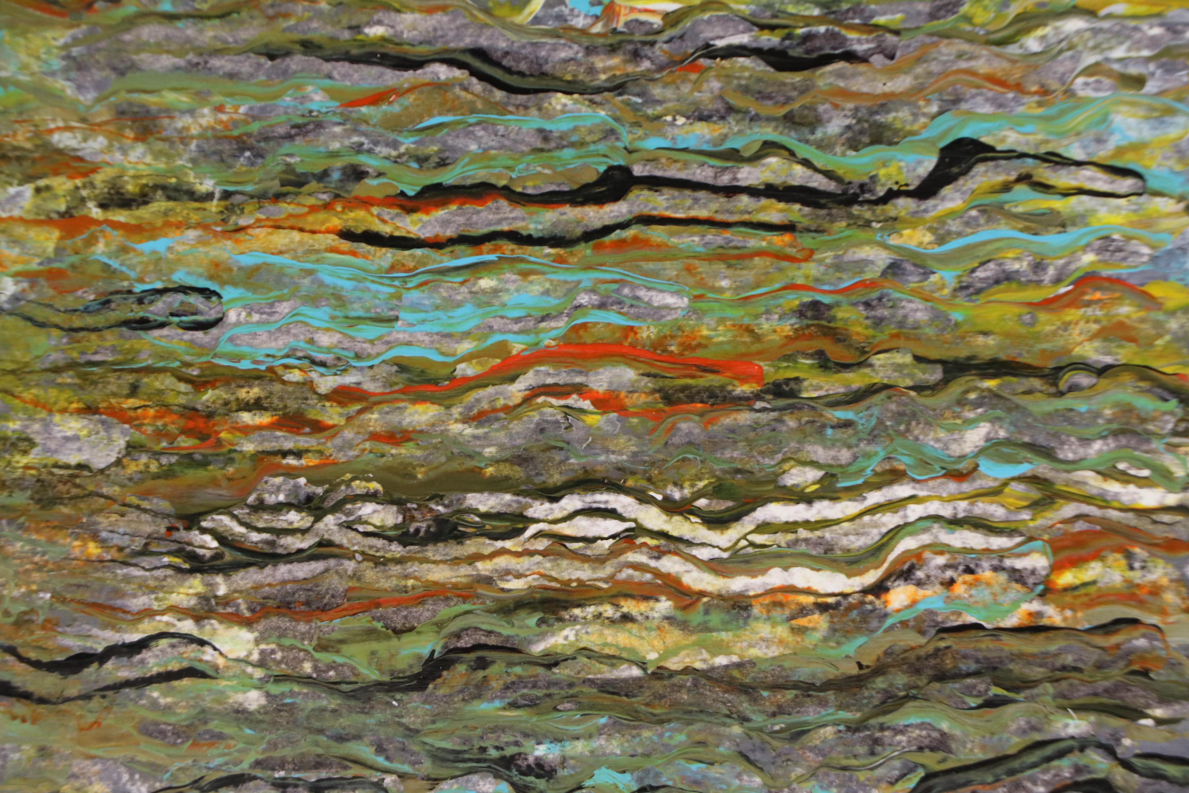 Wendy Plotkin-Mates Abstract Acrylic Painting "Textured Landscape," 21st Century