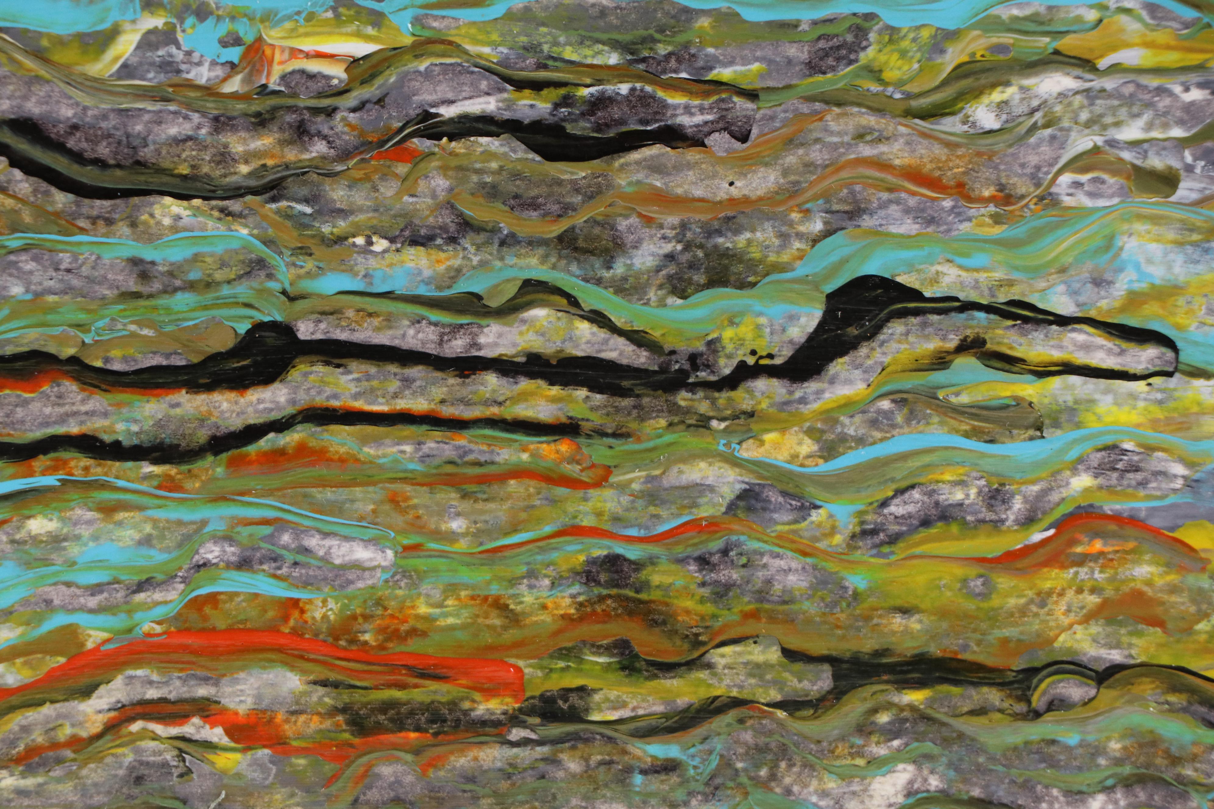 Wendy Plotkin-Mates Abstract Acrylic Painting "Textured Landscape," 21st Century