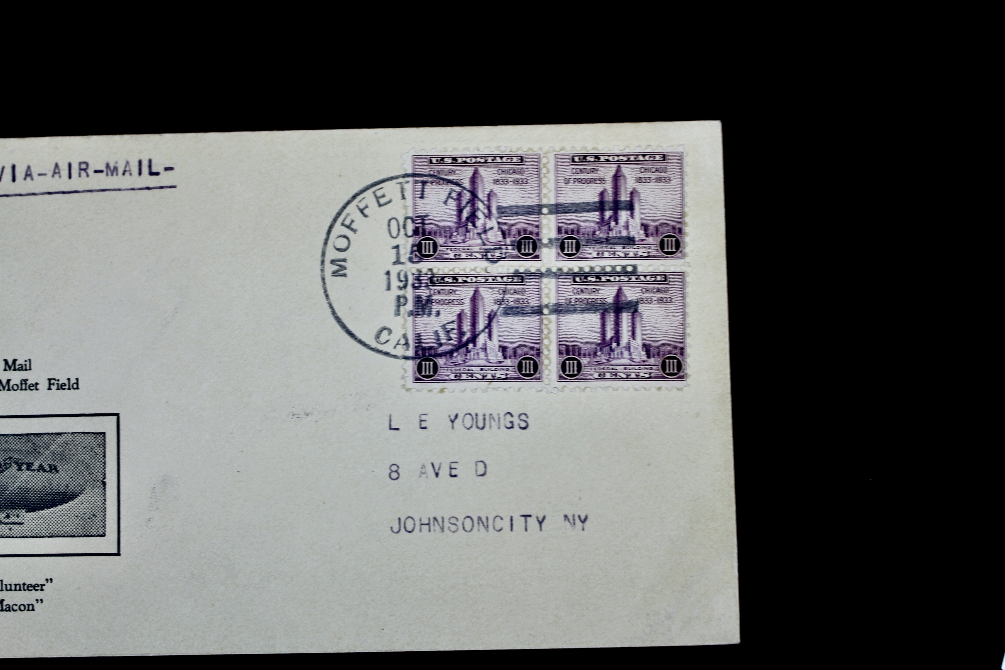 1933 Graf Zeppelin Postal Cover, Moffett Field, Los Angeles