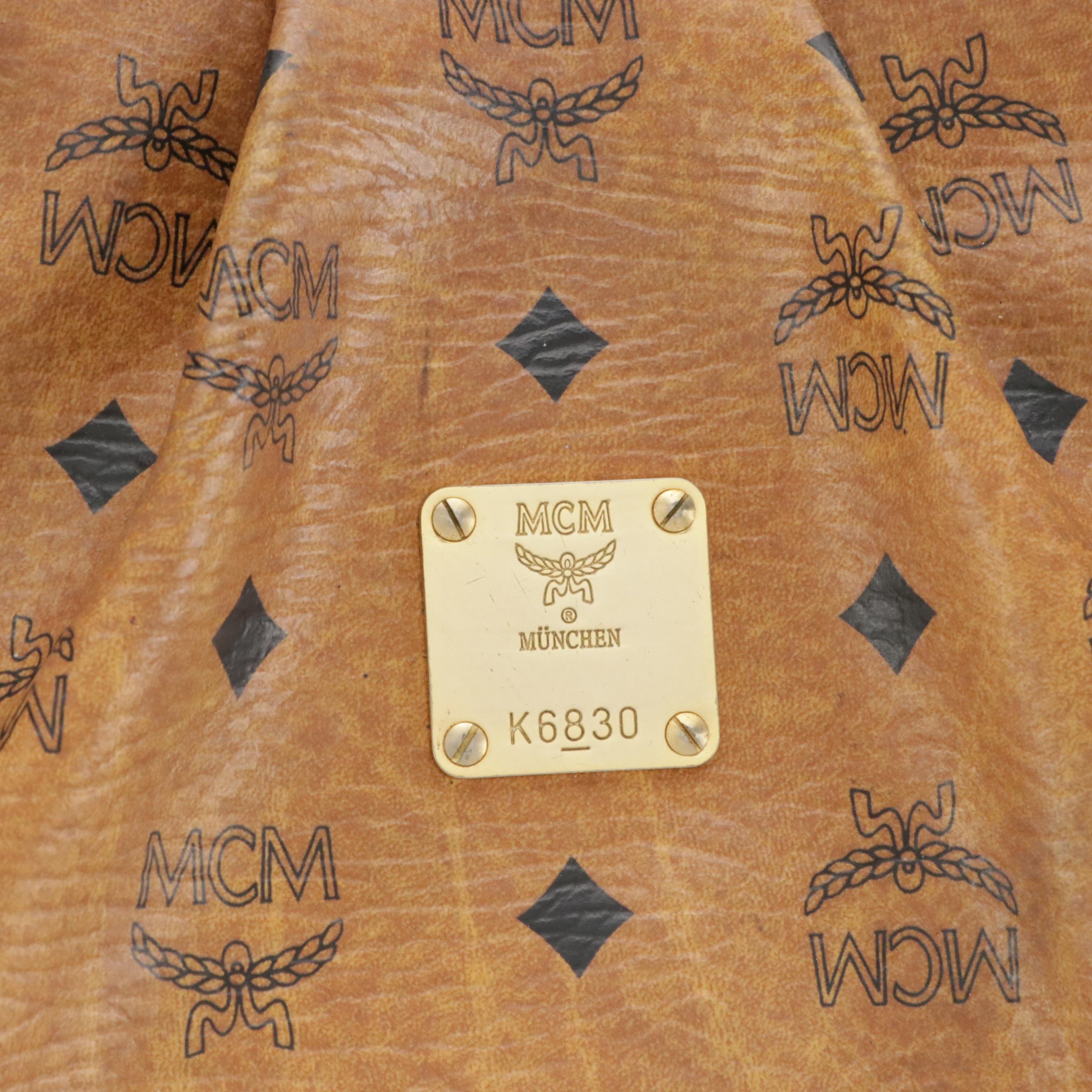 MCM Cognac Visetos Two-Way Shoulder Tote Bag with Detachable Strap