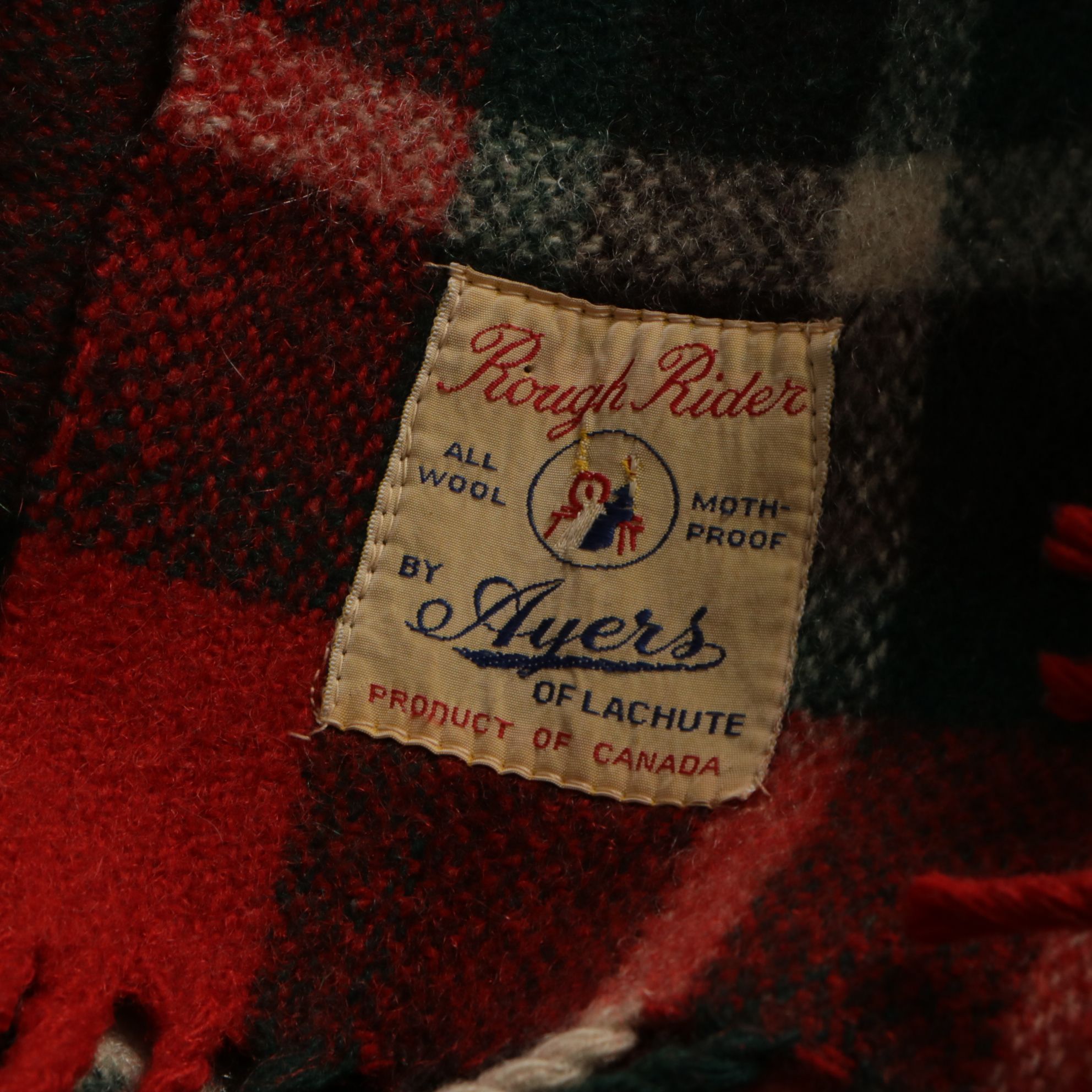 Ayers "Rough Rider" Flannel Wool Throw Blanket, Mid-20th Century