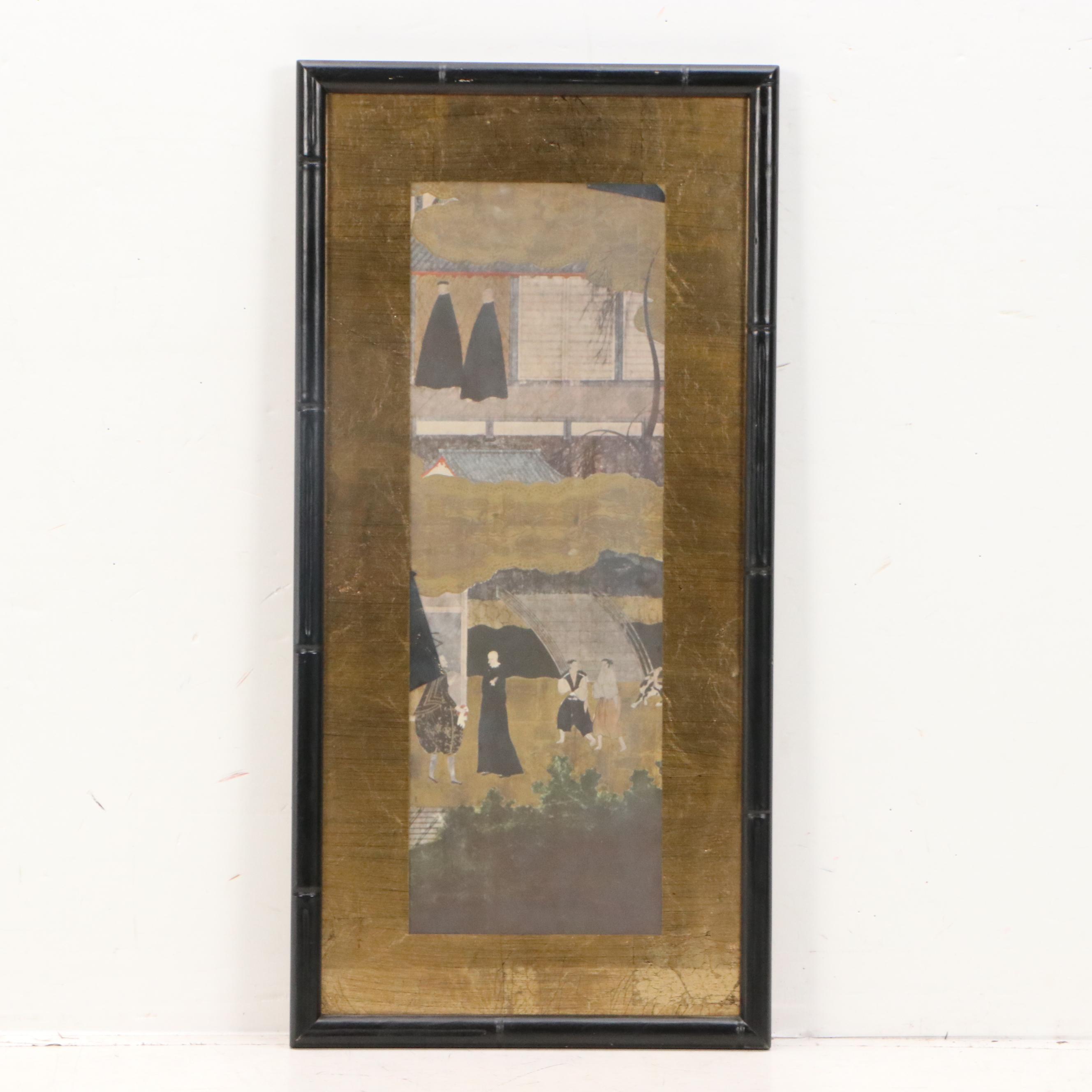 Japanese Collotype Panels After Painting "Arrival of a Portuguese Ship"