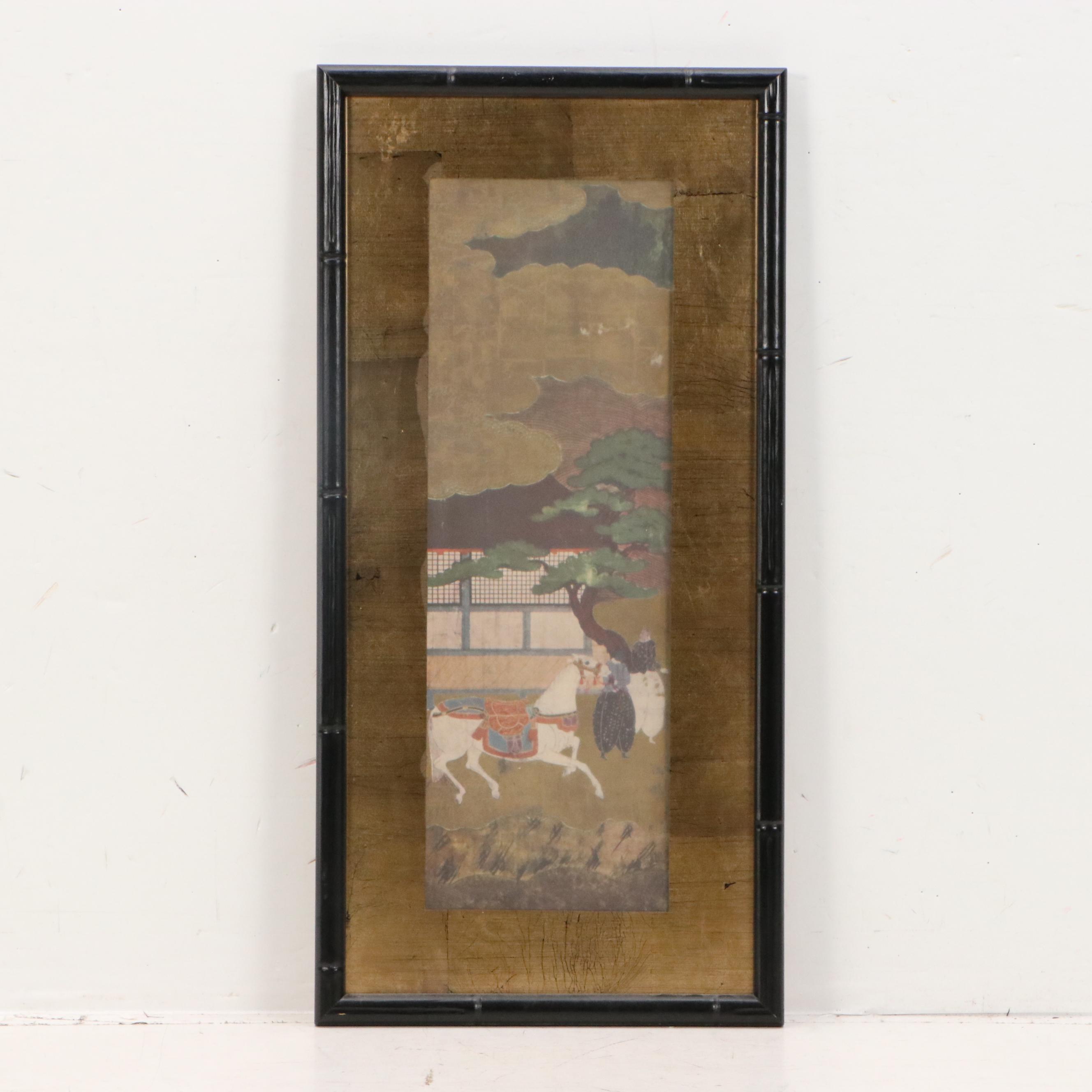 Japanese Collotype Panels After Painting "Arrival of a Portuguese Ship"