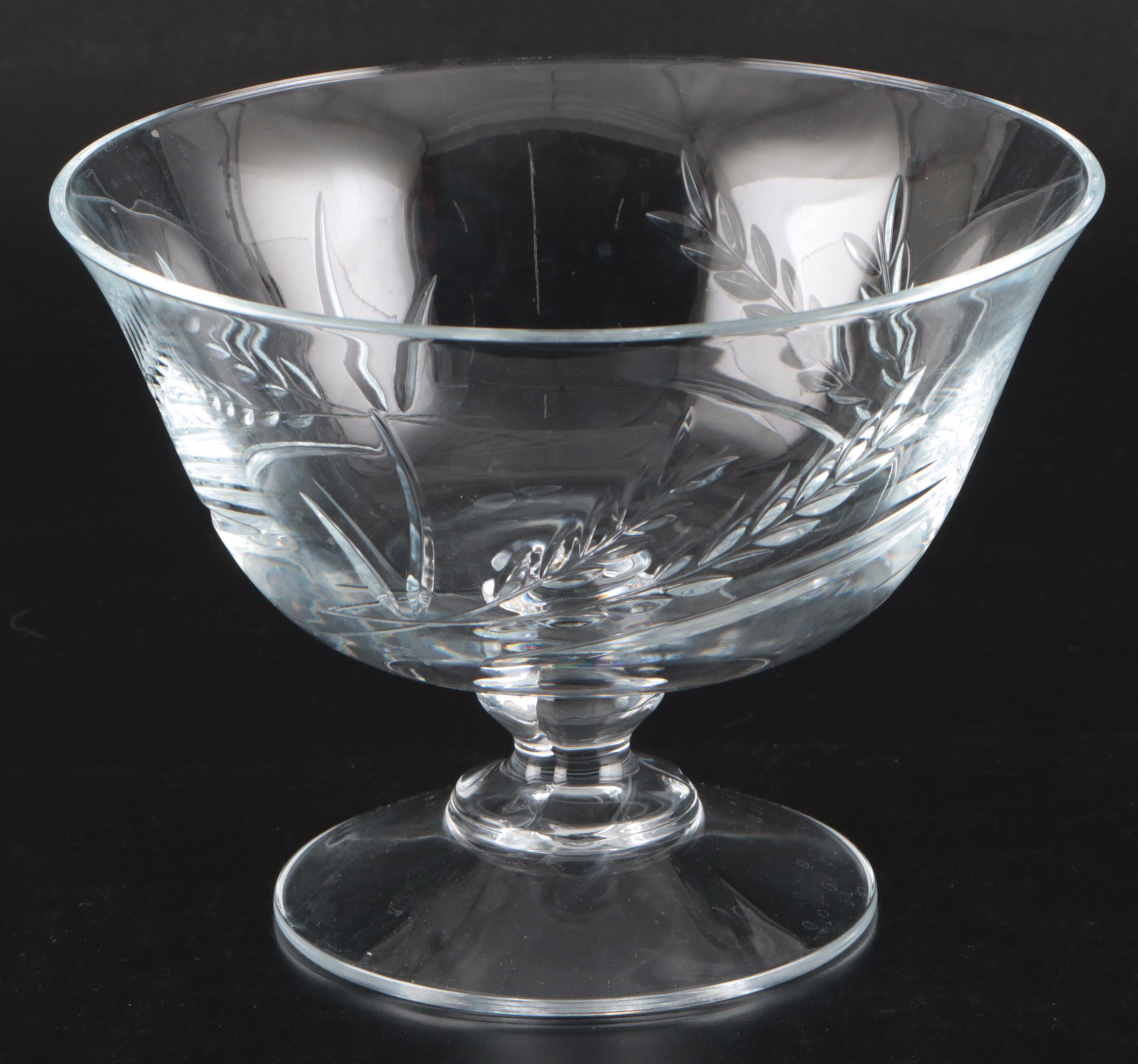 Glass Wheat Motif Serving Bowl with Domed Cake Plate