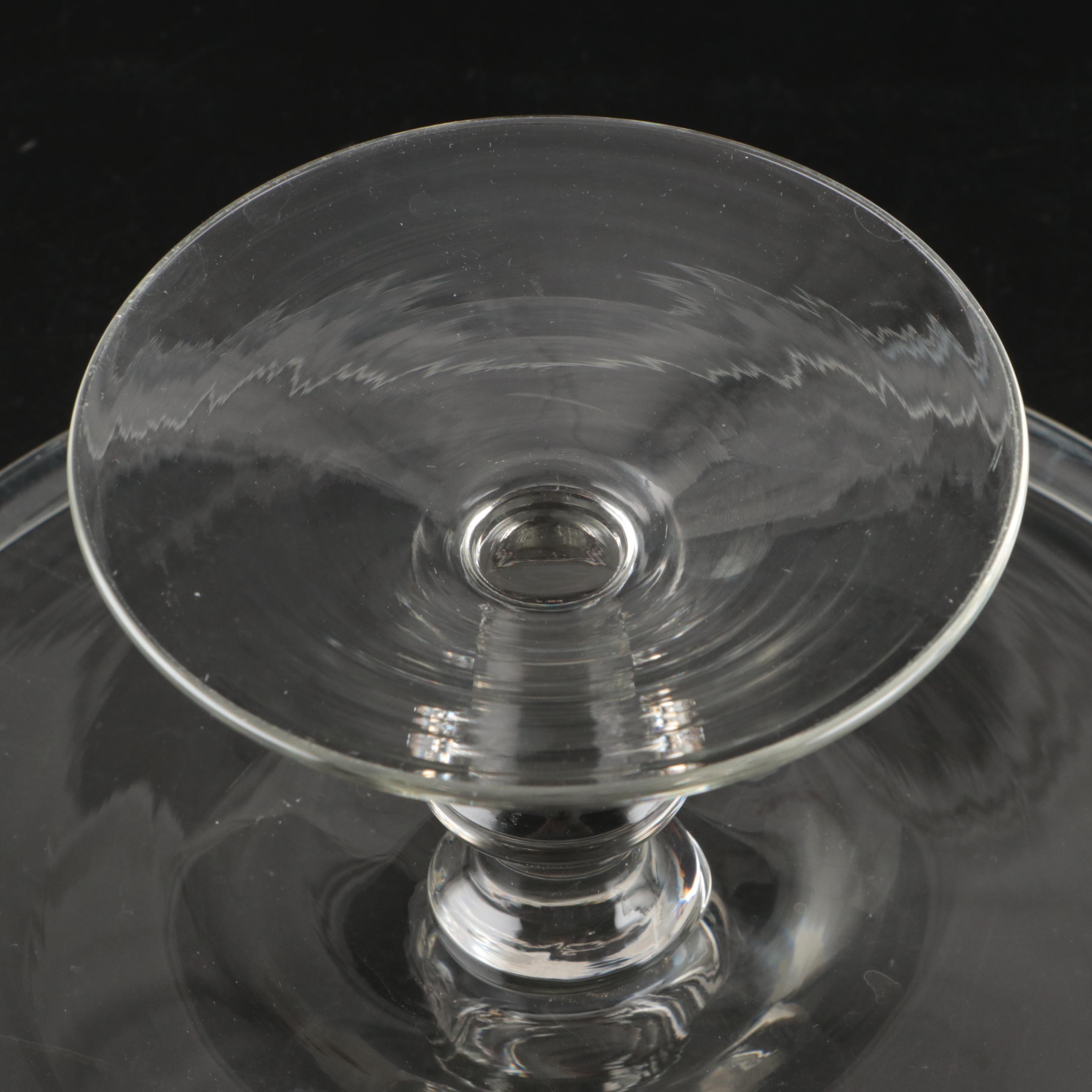 Glass Wheat Motif Serving Bowl with Domed Cake Plate