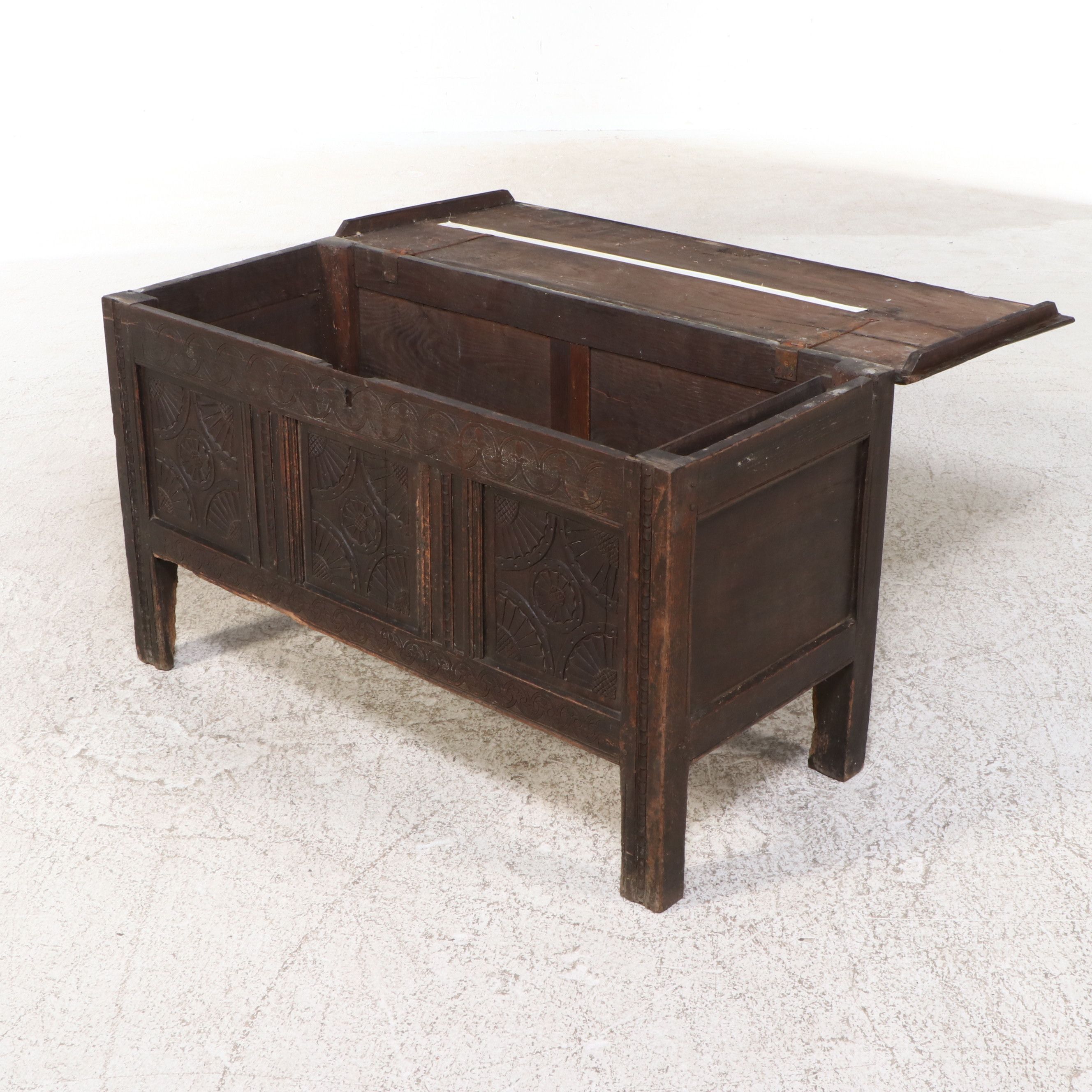 William and Mary Carved Coffer Chest