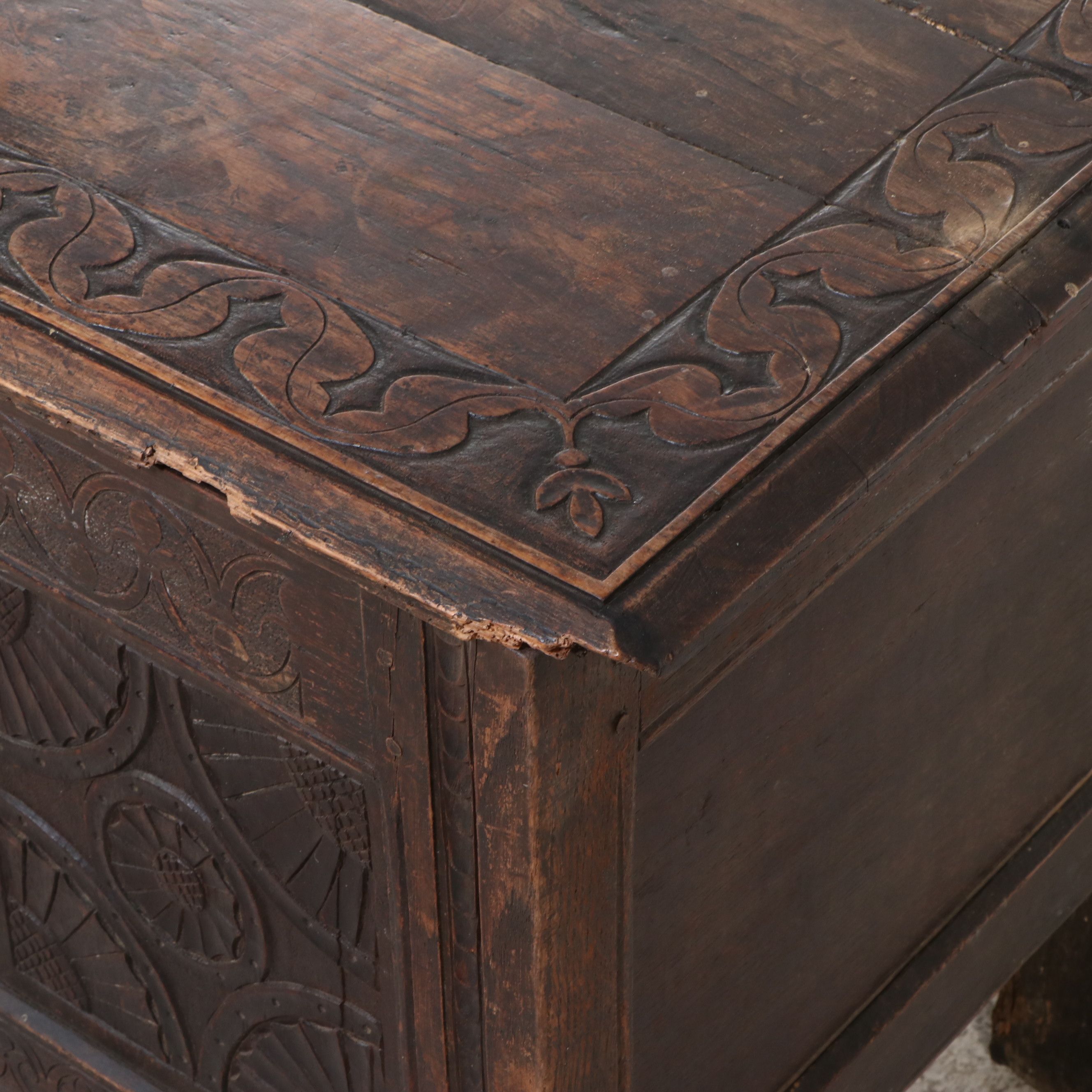 William and Mary Carved Coffer Chest