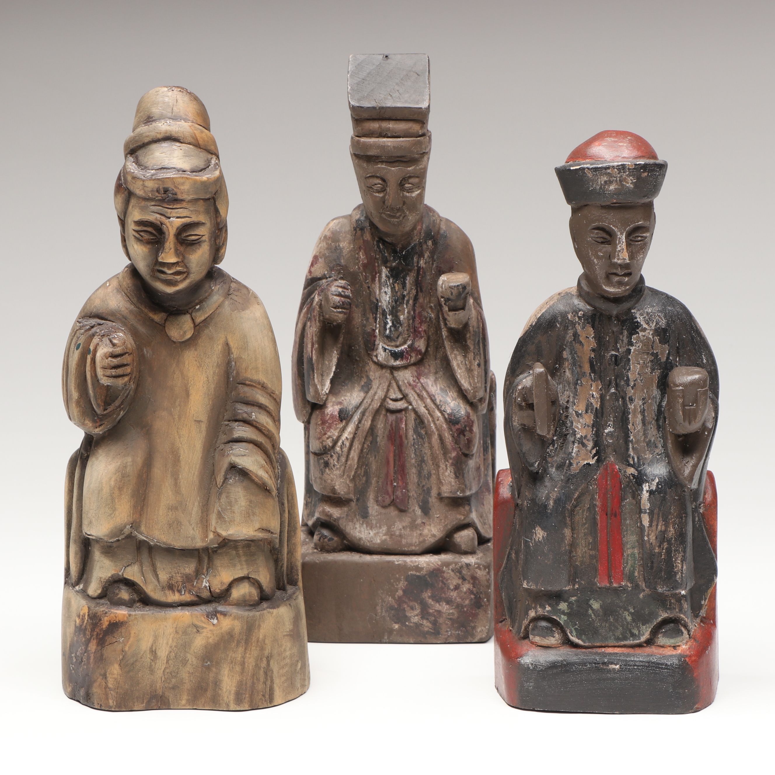Qing Dynasty Carved Wood Figures