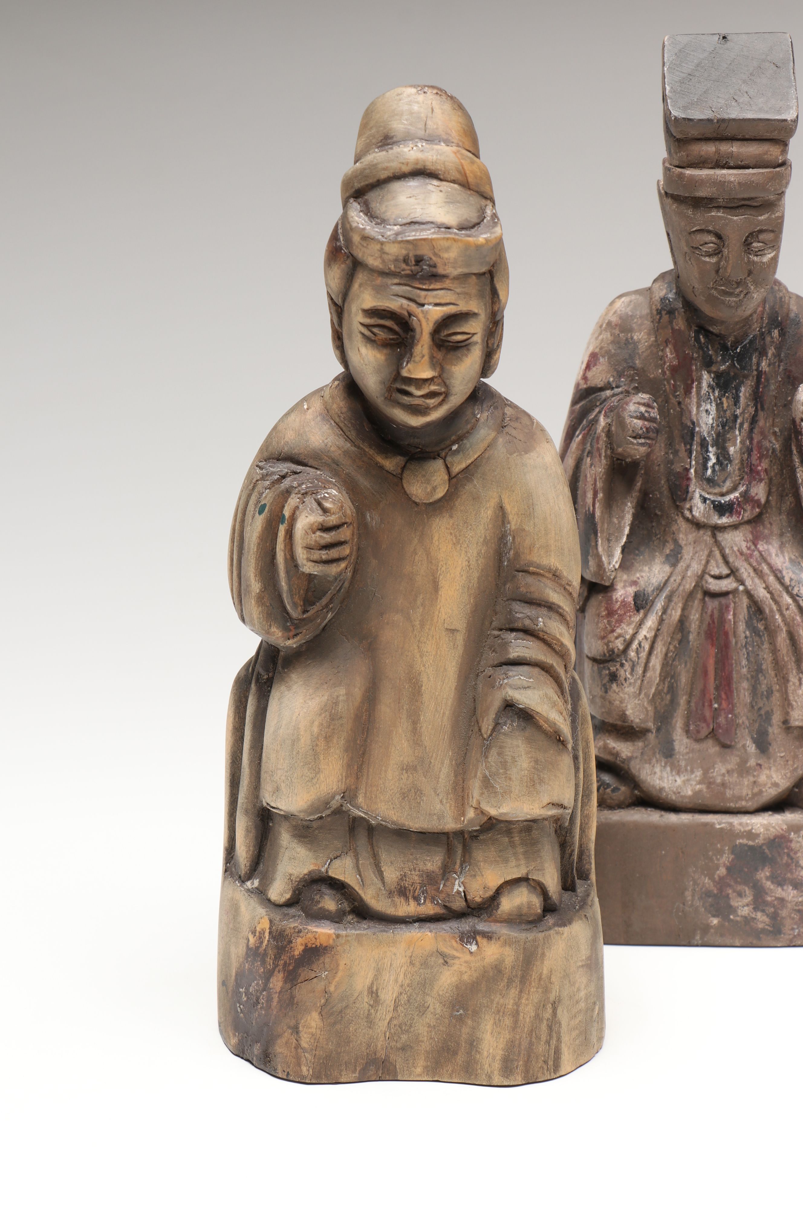 Qing Dynasty Carved Wood Figures