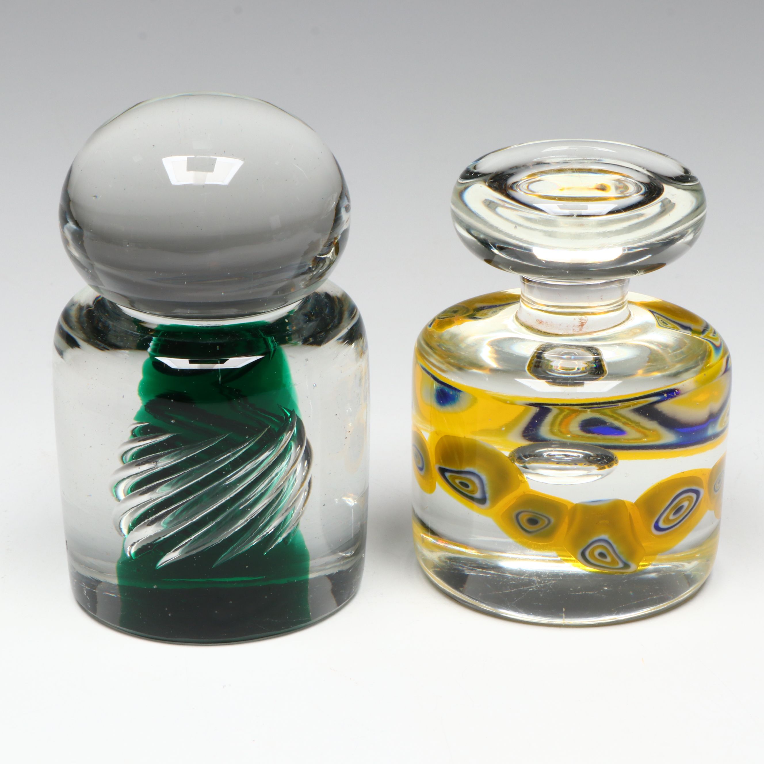 František Vízner Sphere and Flygsfors "Coquille" Swung Vase with More Art Glass