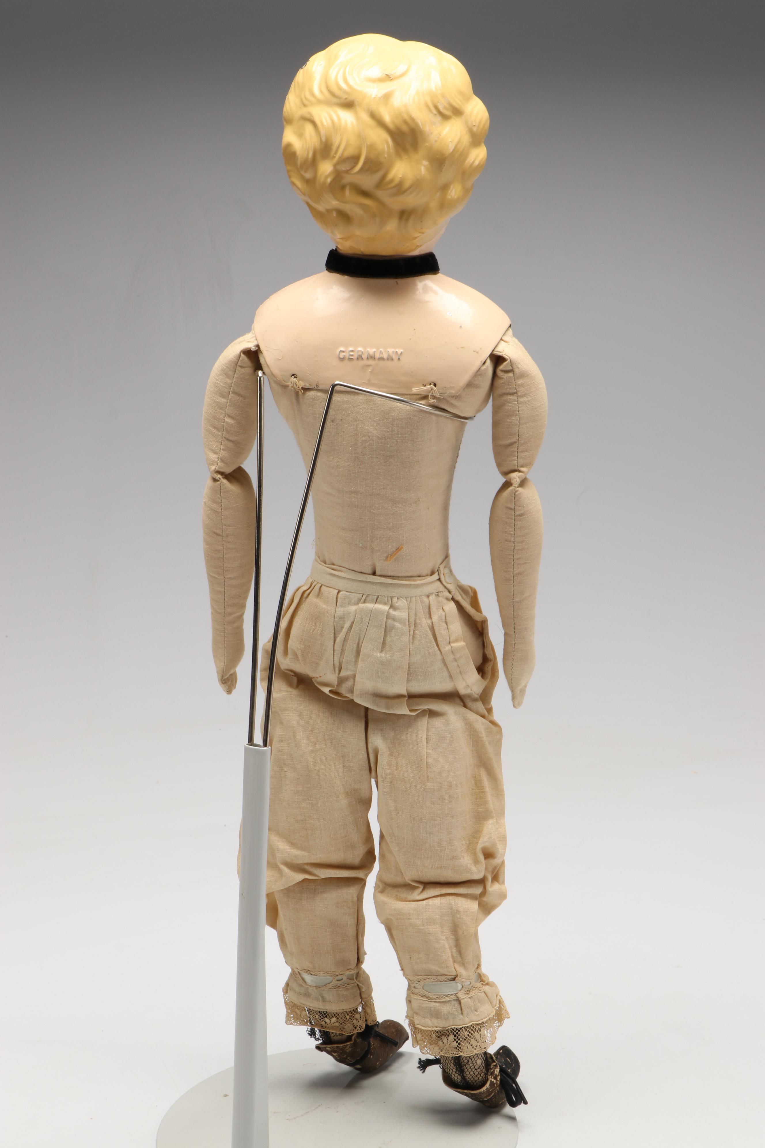 Minerva Painted Tin Doll with Cloth Body, Late 19th/ Early Century