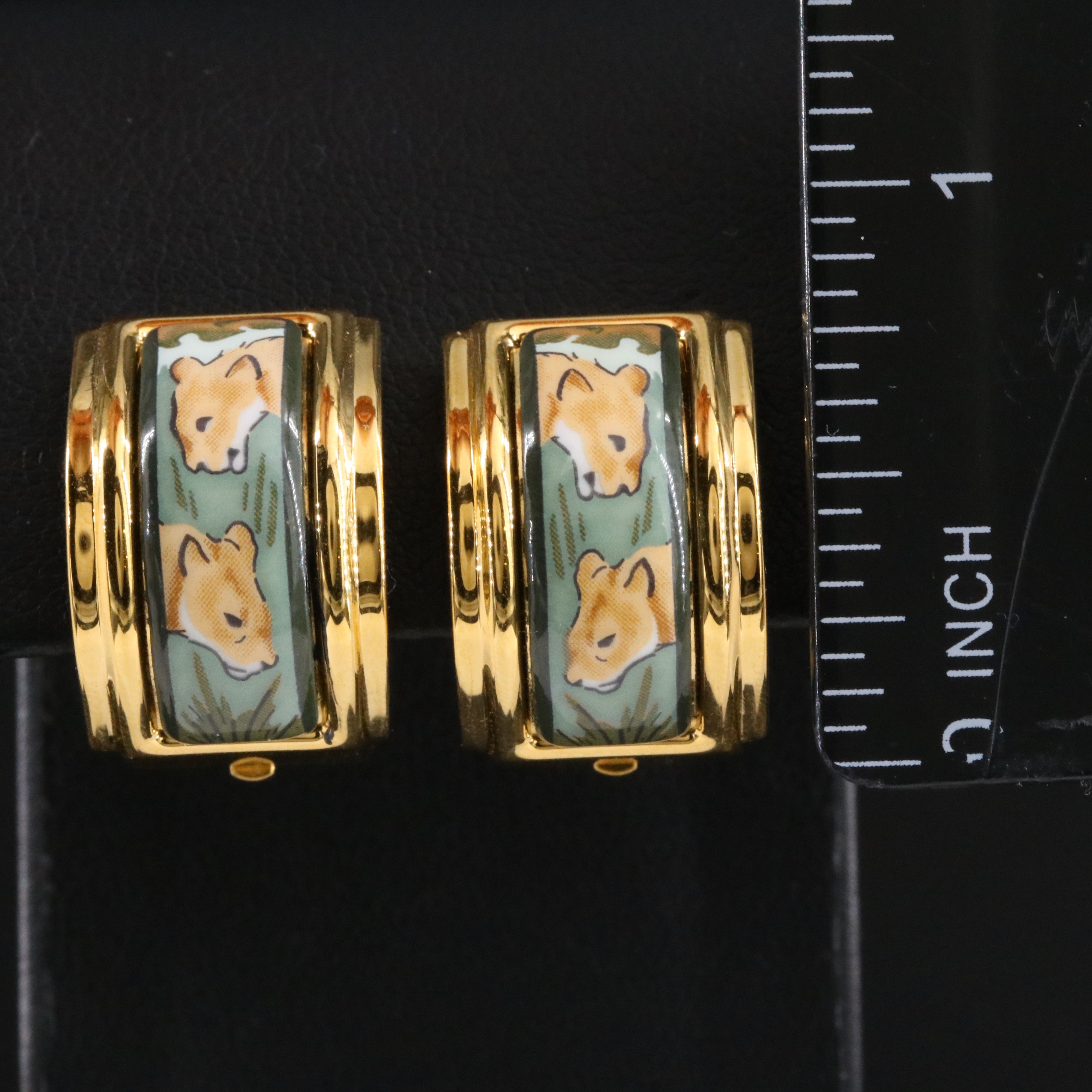 Hermès Feline Enamel Clip Earrings