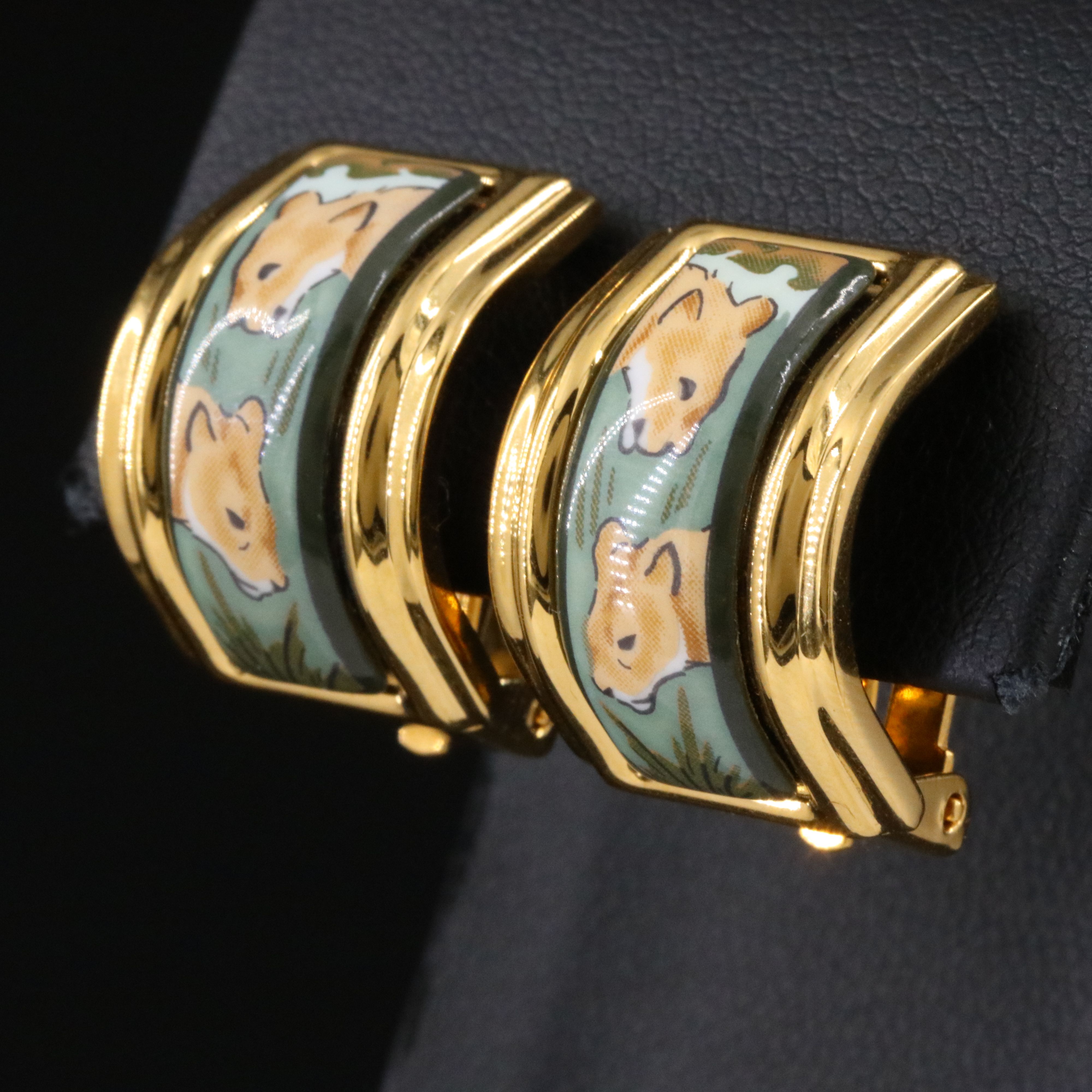 Hermès Feline Enamel Clip Earrings