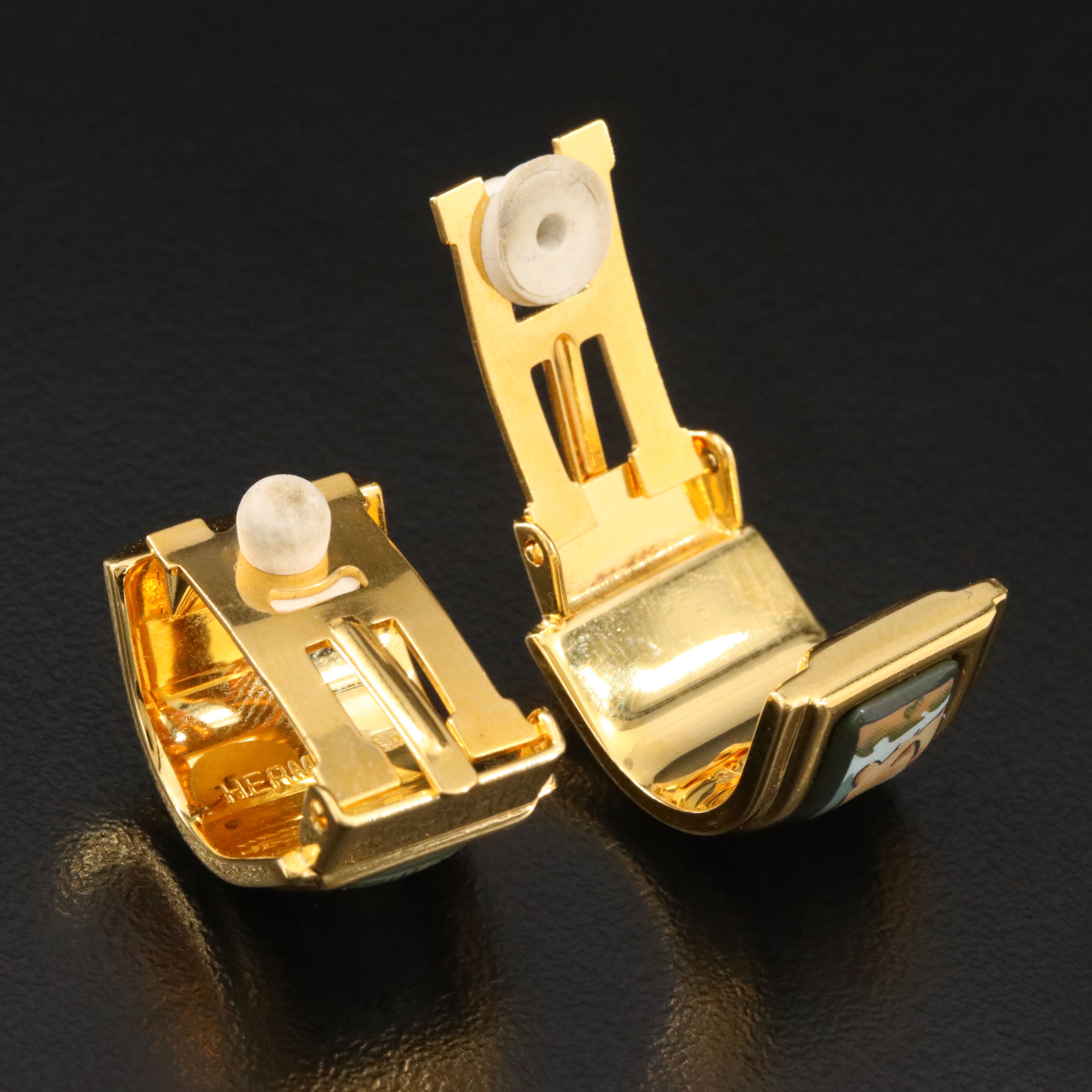 Hermès Feline Enamel Clip Earrings