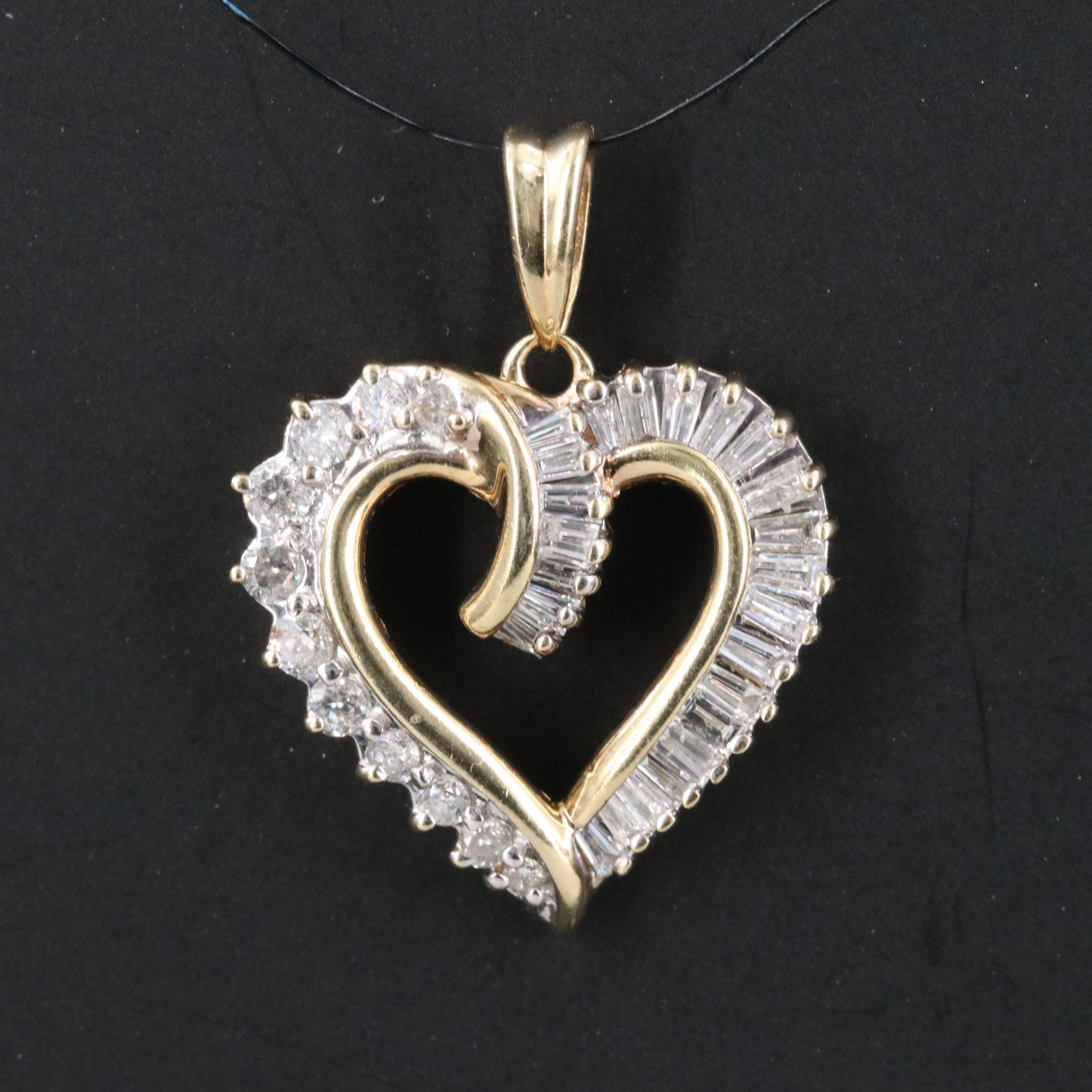 10K 1.00 CTW Diamond Heart Pendant