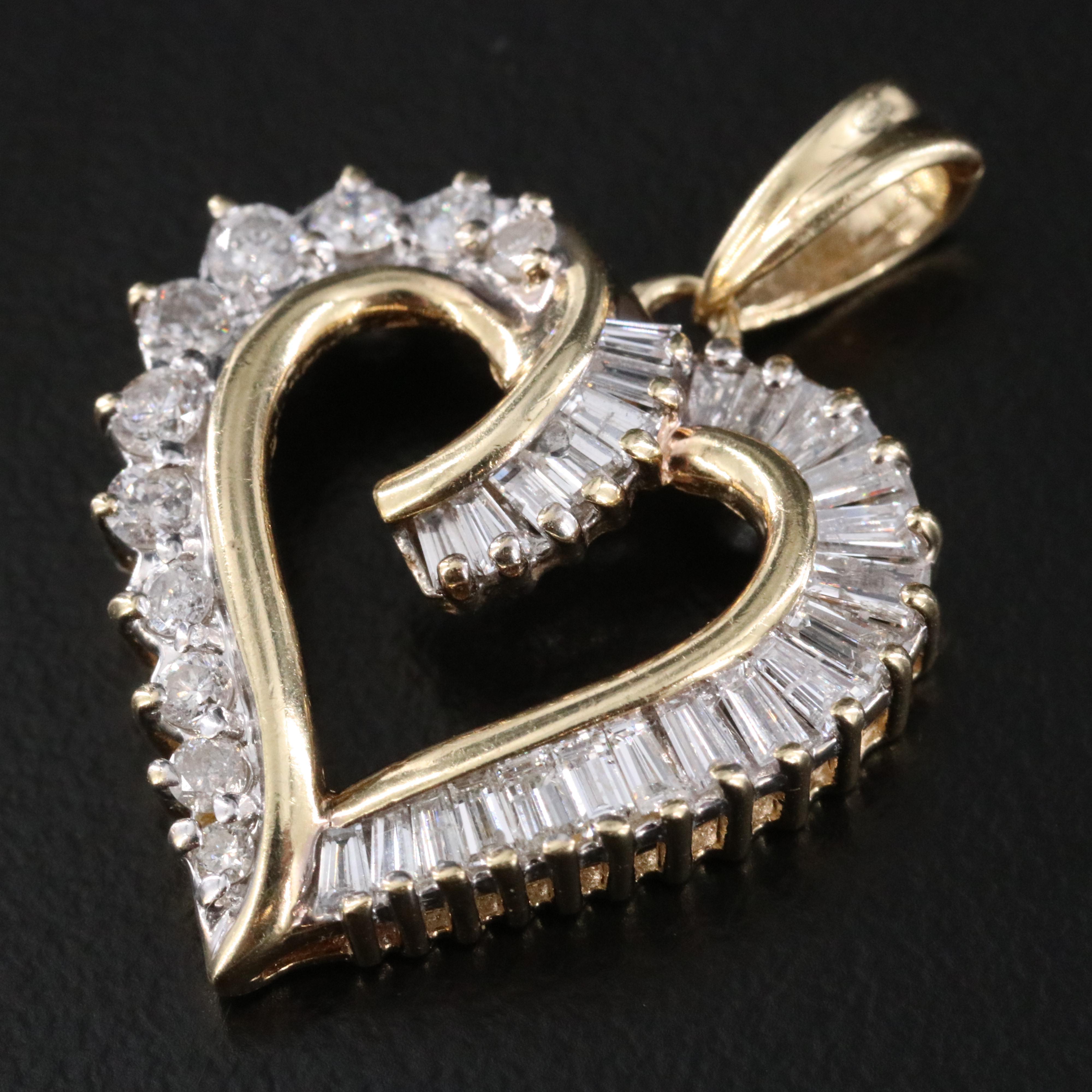 10K 1.00 CTW Diamond Heart Pendant