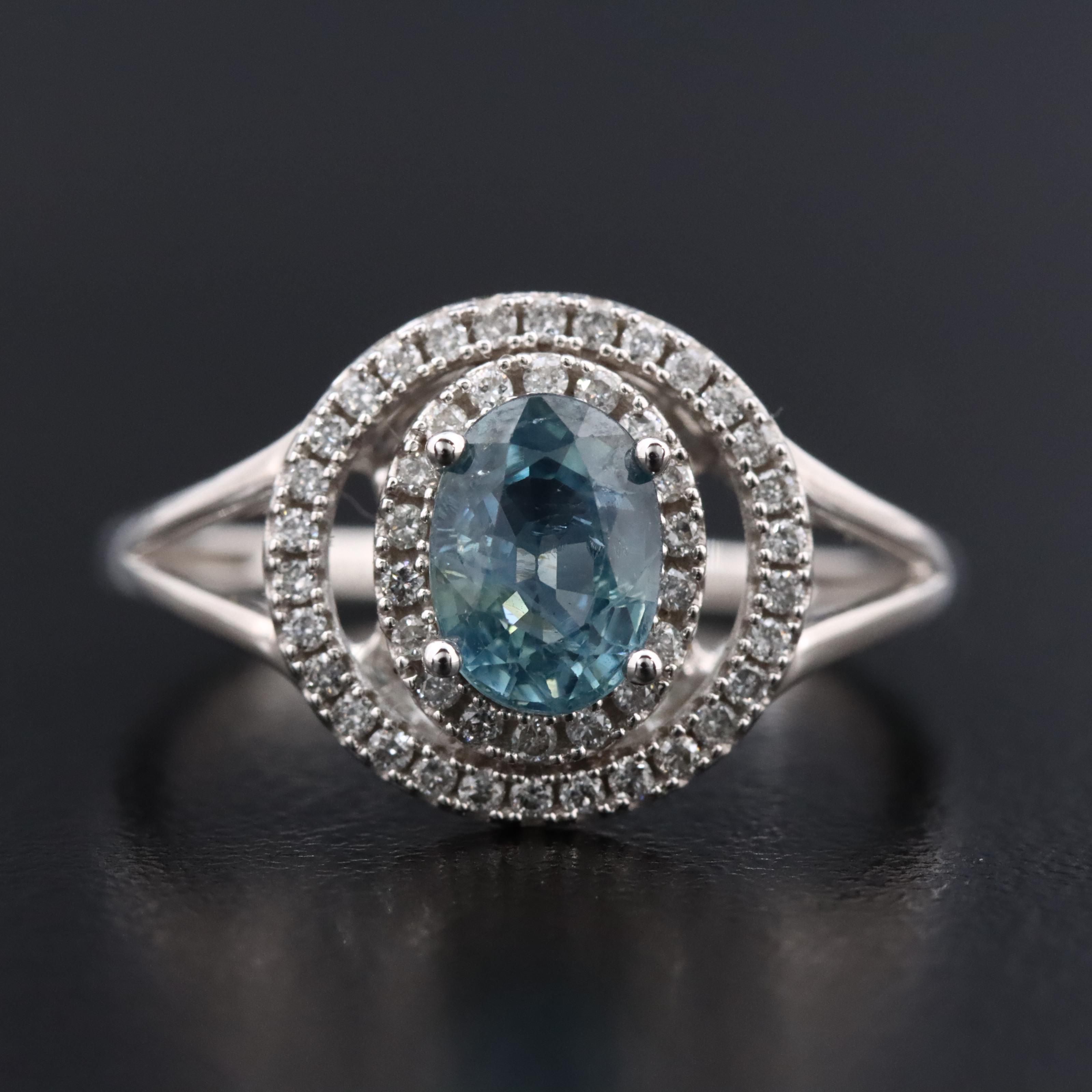 14K 1.20 CT Sapphire and Diamond Ring