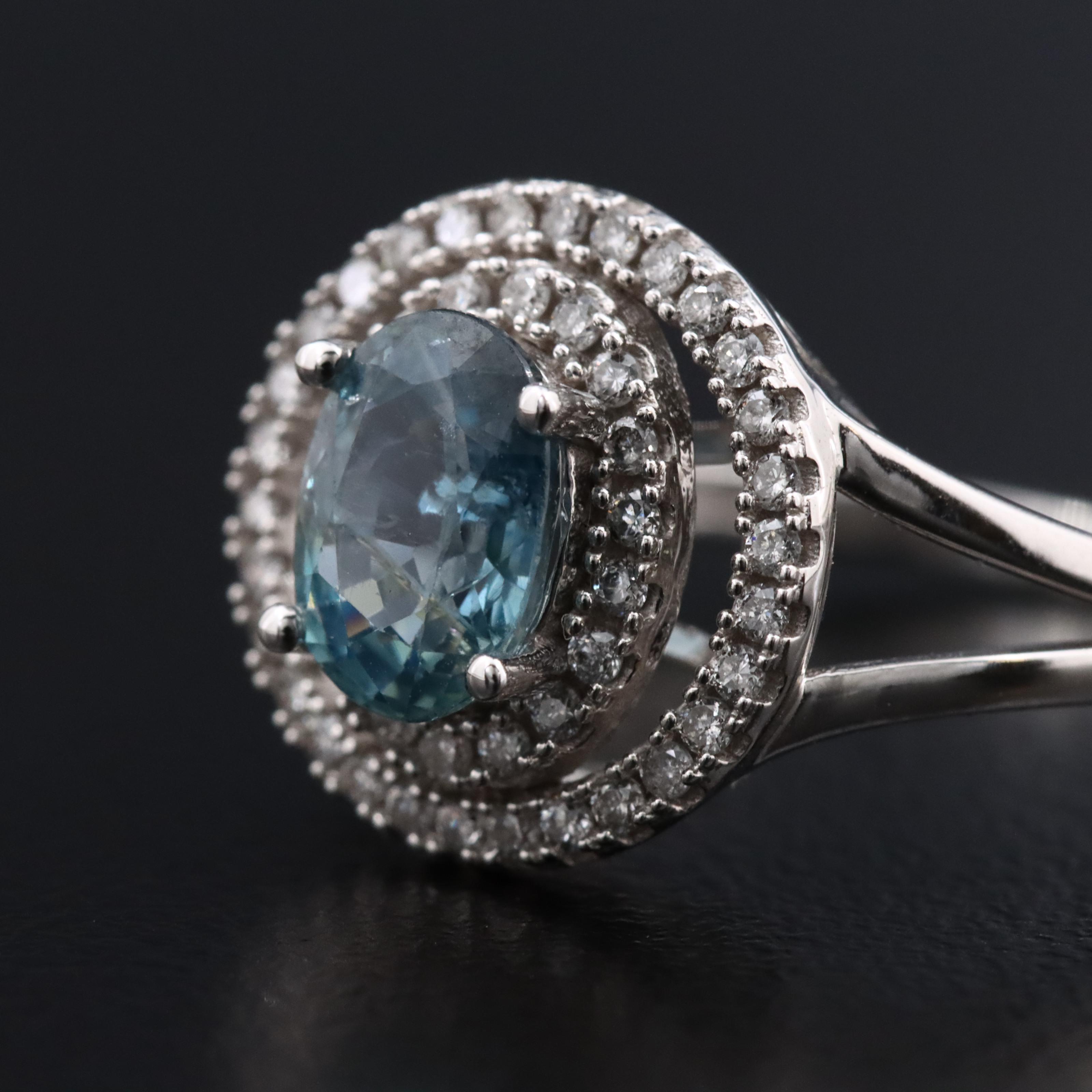 14K 1.20 CT Sapphire and Diamond Ring