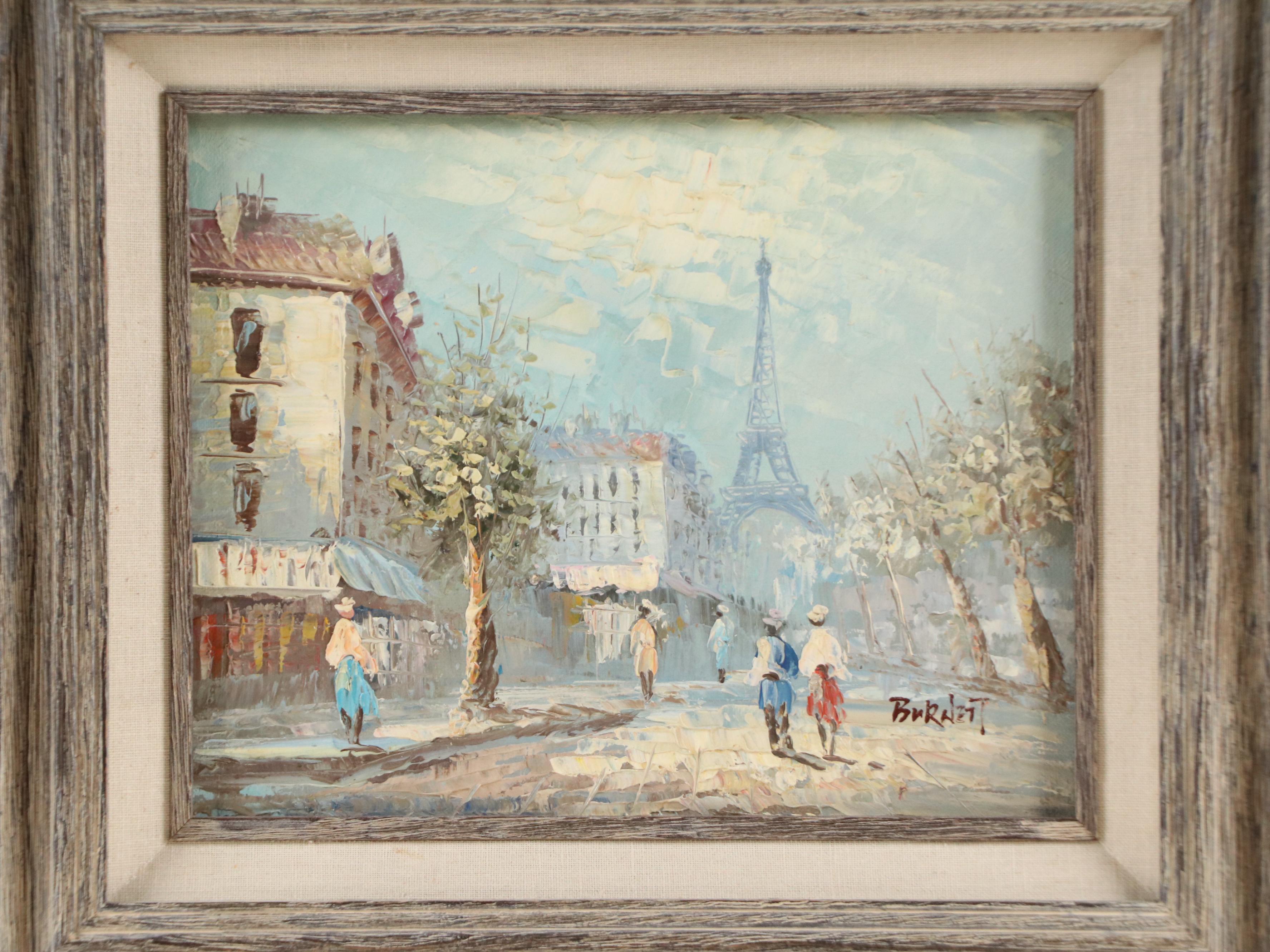 Burnett Parisian Street Scene Oil Painting