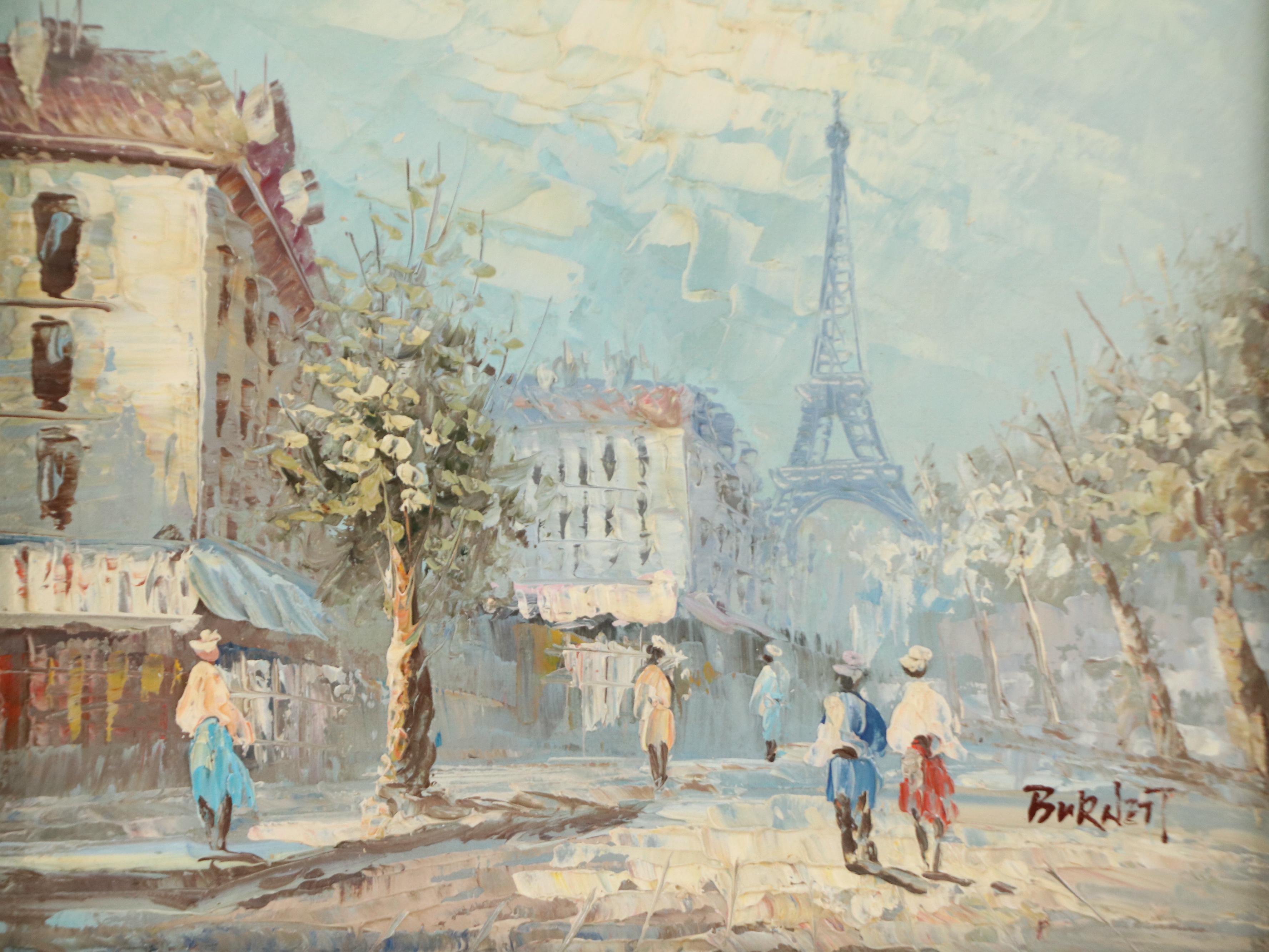Burnett Parisian Street Scene Oil Painting