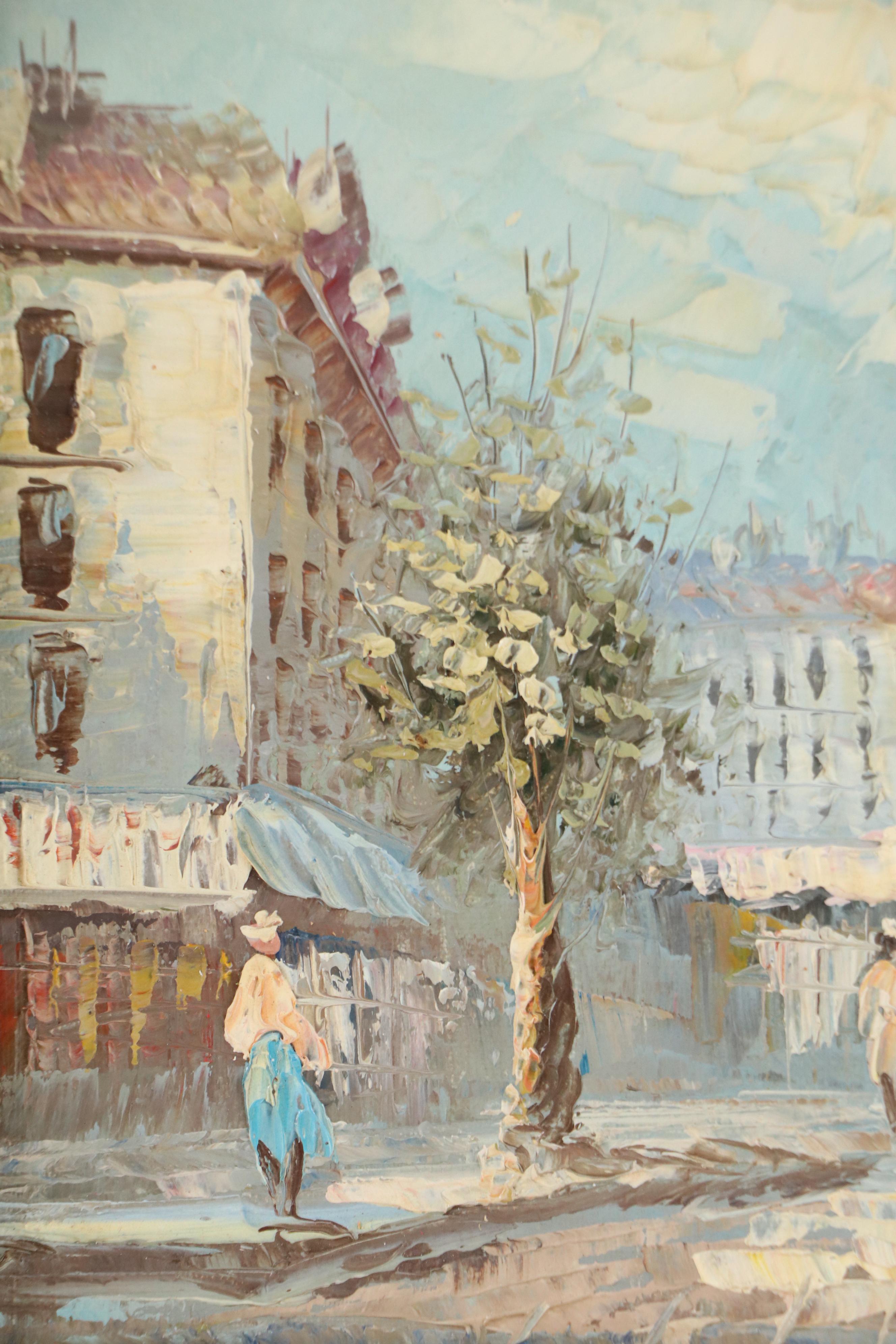 Burnett Parisian Street Scene Oil Painting