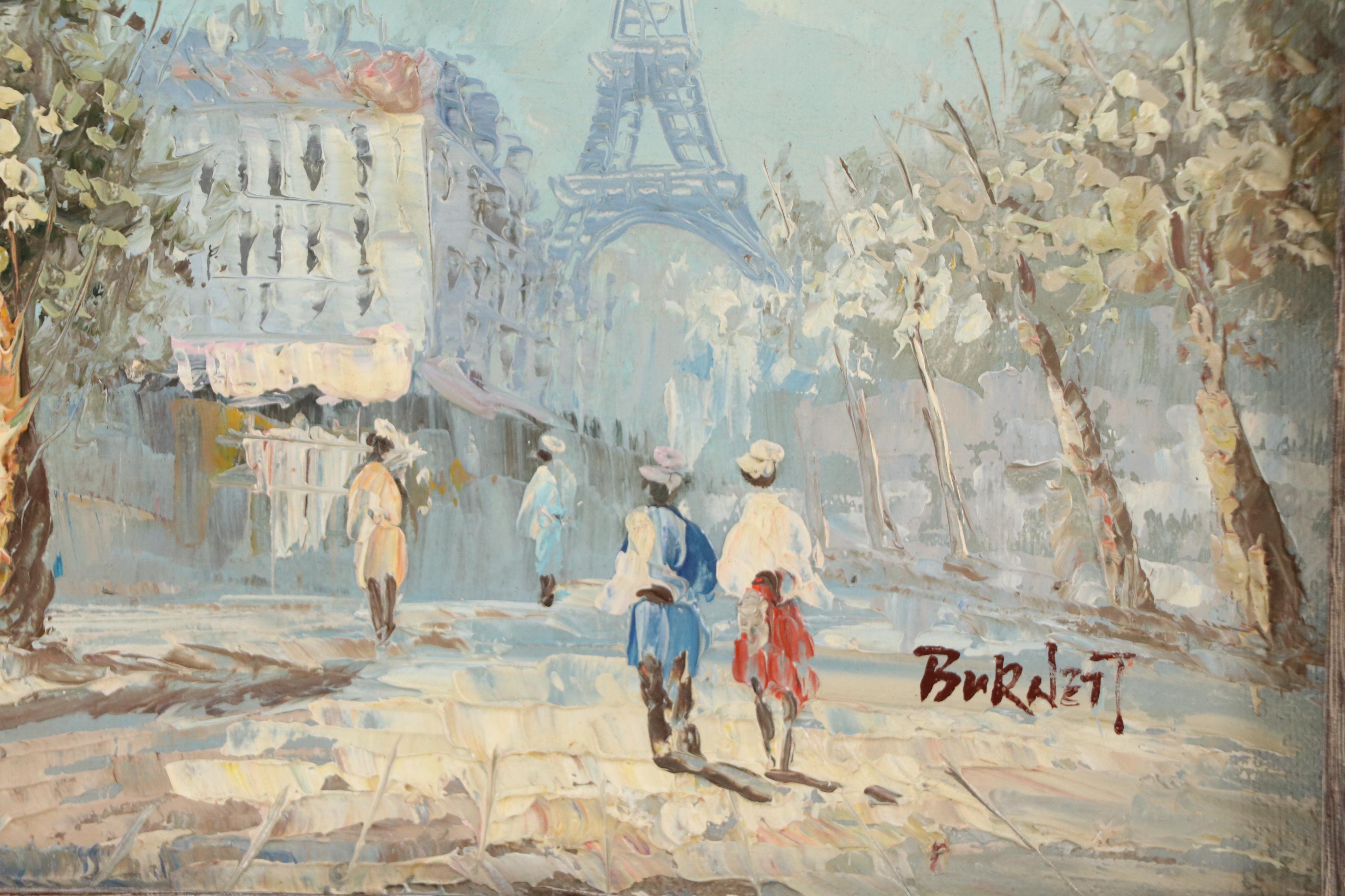 Burnett Parisian Street Scene Oil Painting