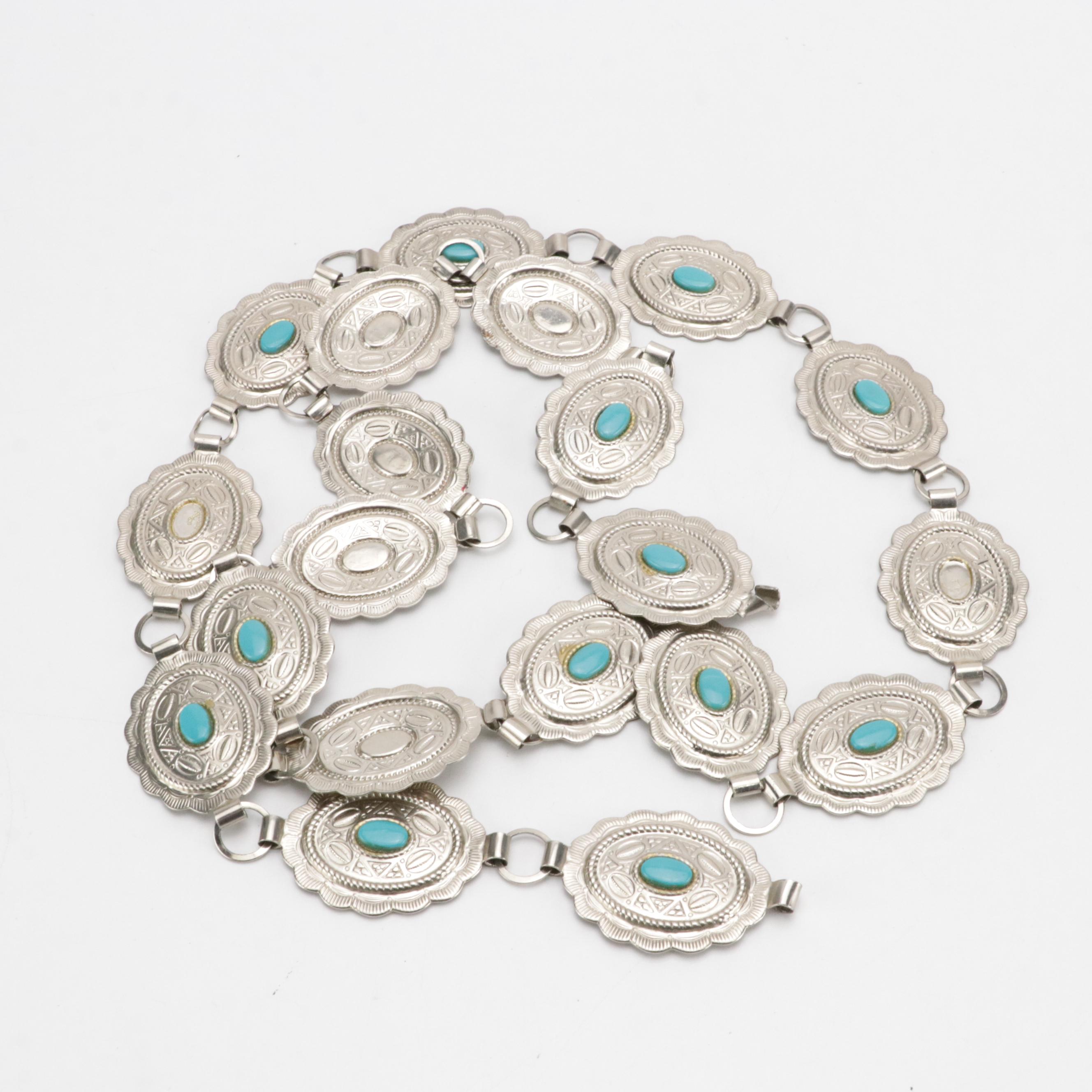 Southwestern Style Metal and Imitation Turquoise Concho Belts