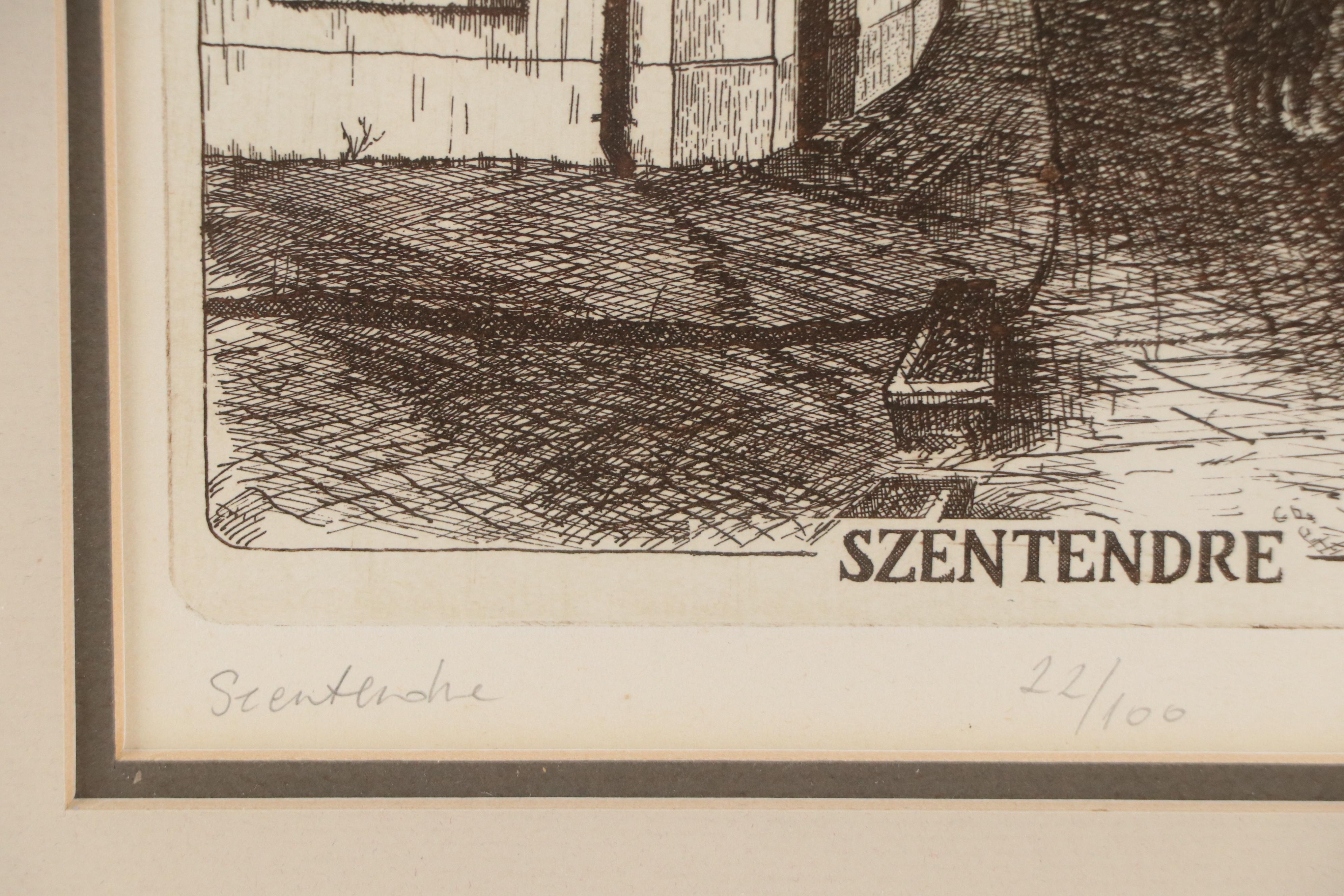 Imre Bukta Street Scene Etching "Szentendre"