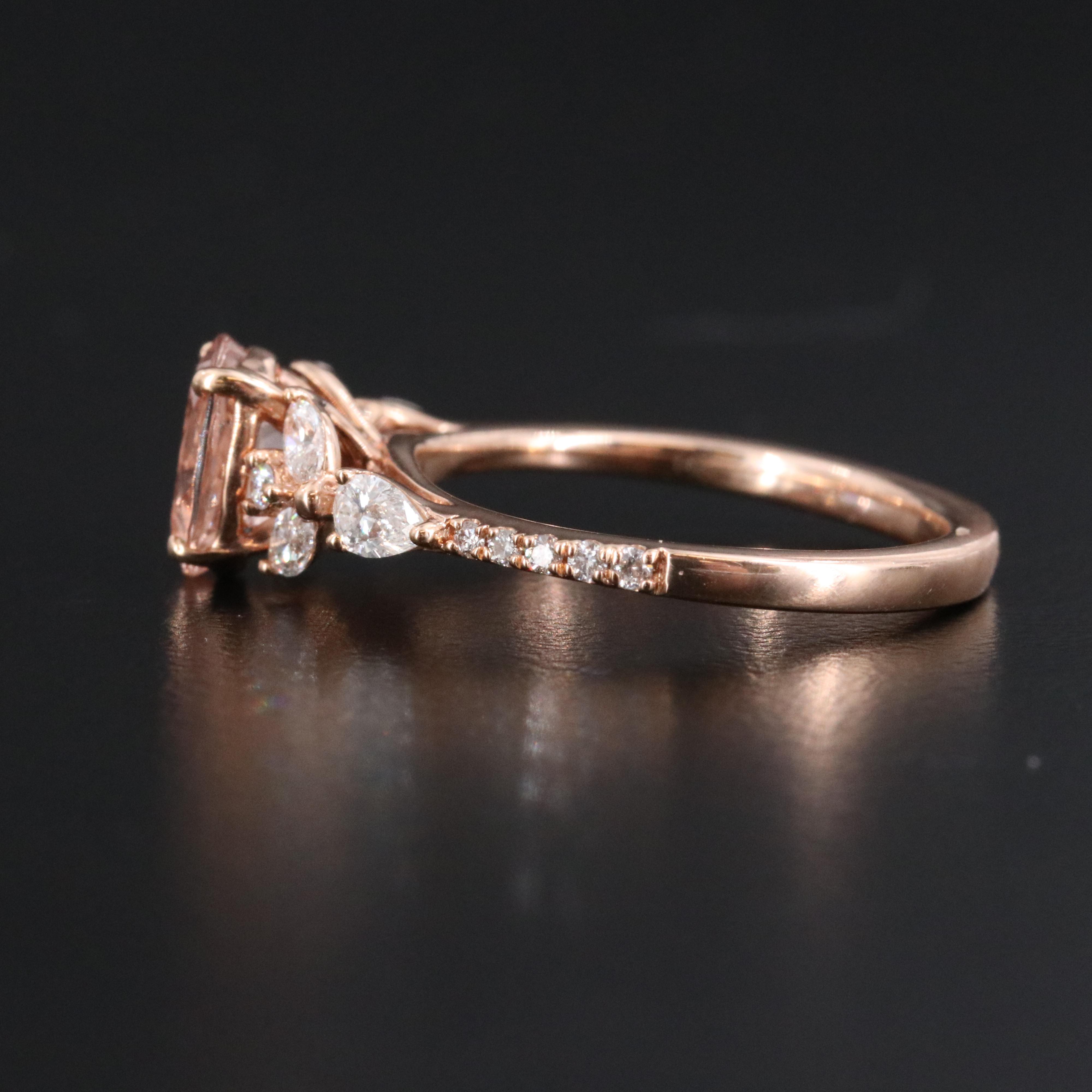14K Morganite and Diamond Rose Gold Ring