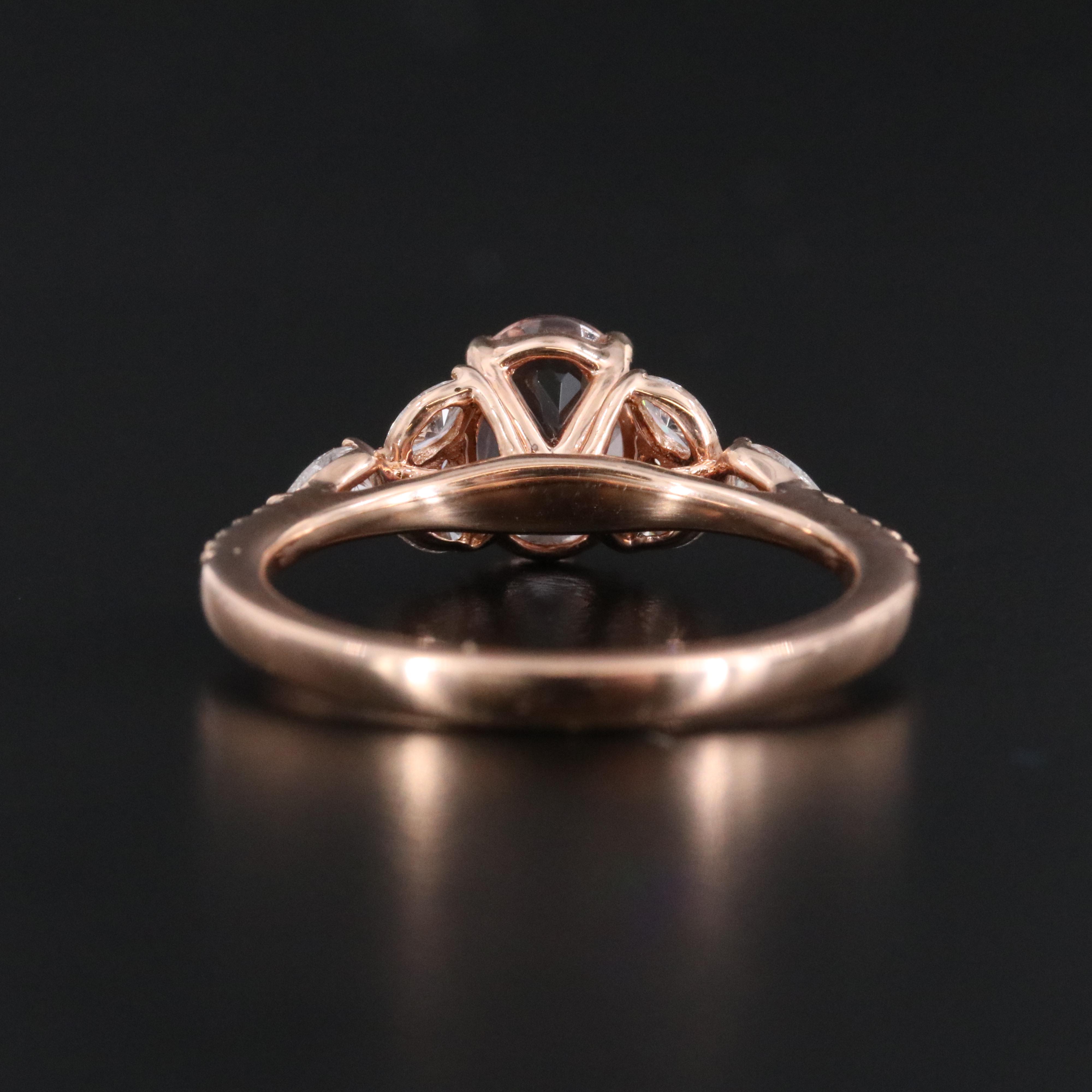 14K Morganite and Diamond Rose Gold Ring