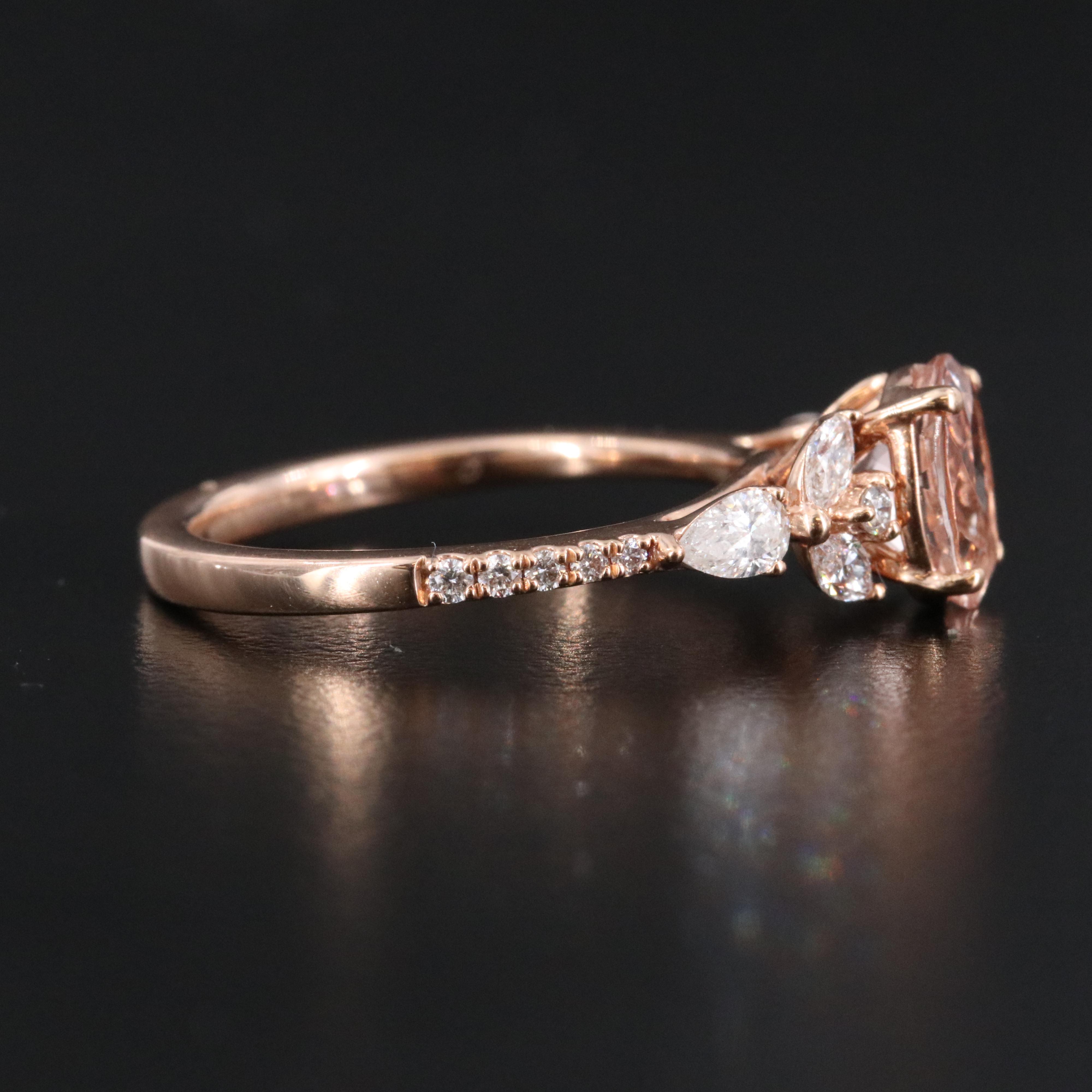 14K Morganite and Diamond Rose Gold Ring