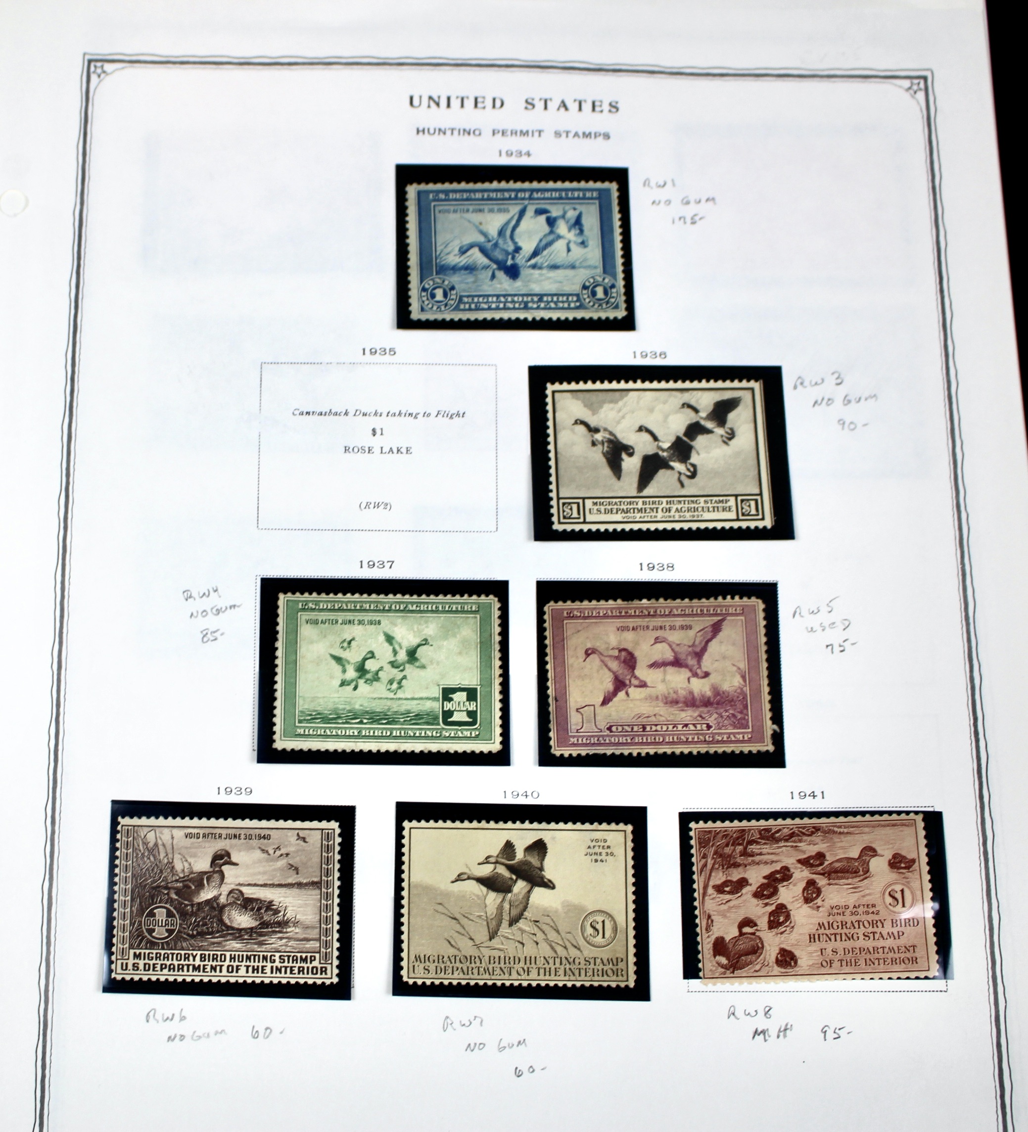 Extensive Early U.S. Duck Stamp Collection, 1934 to 1987