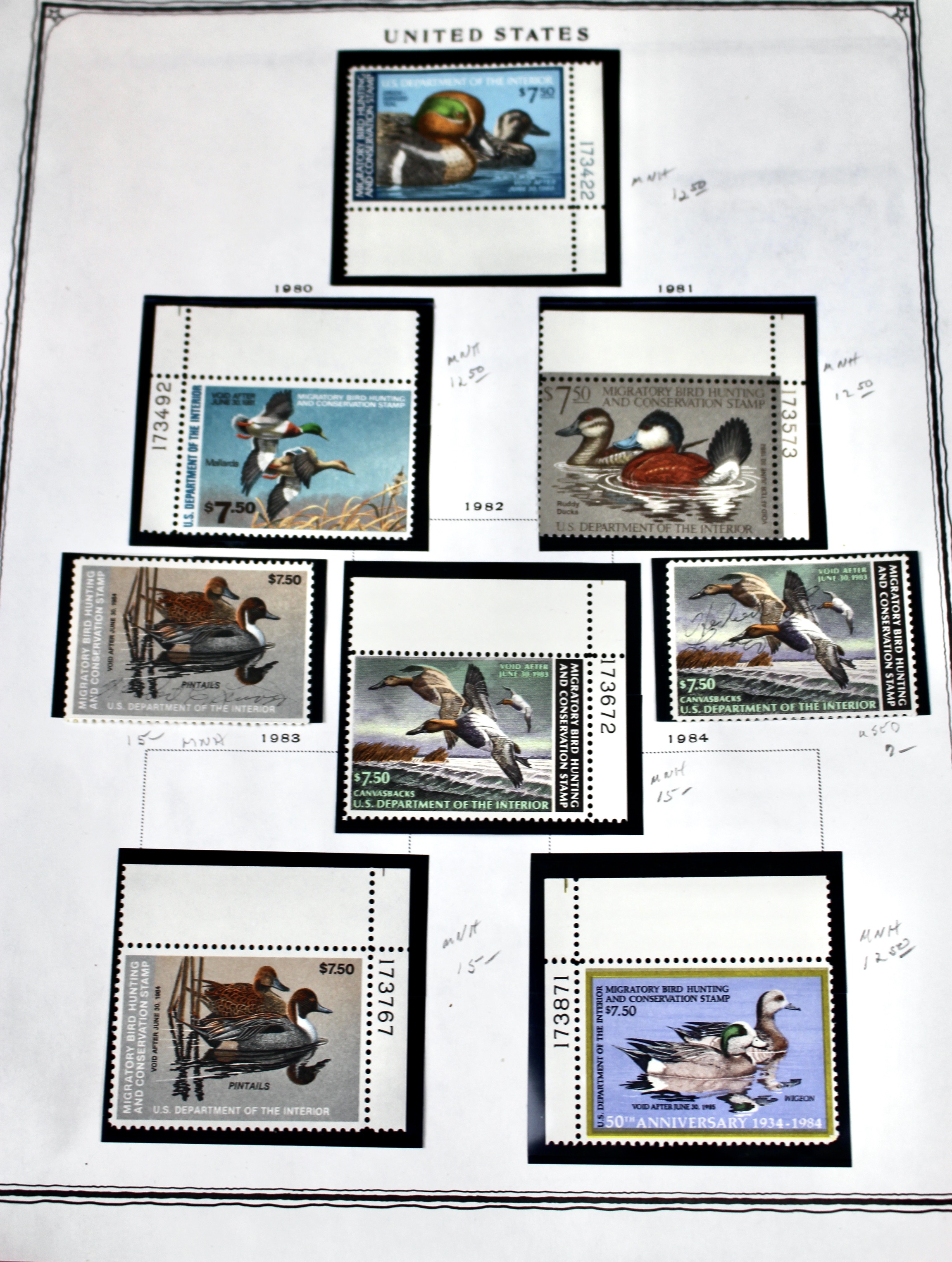 Extensive Early U.S. Duck Stamp Collection, 1934 to 1987