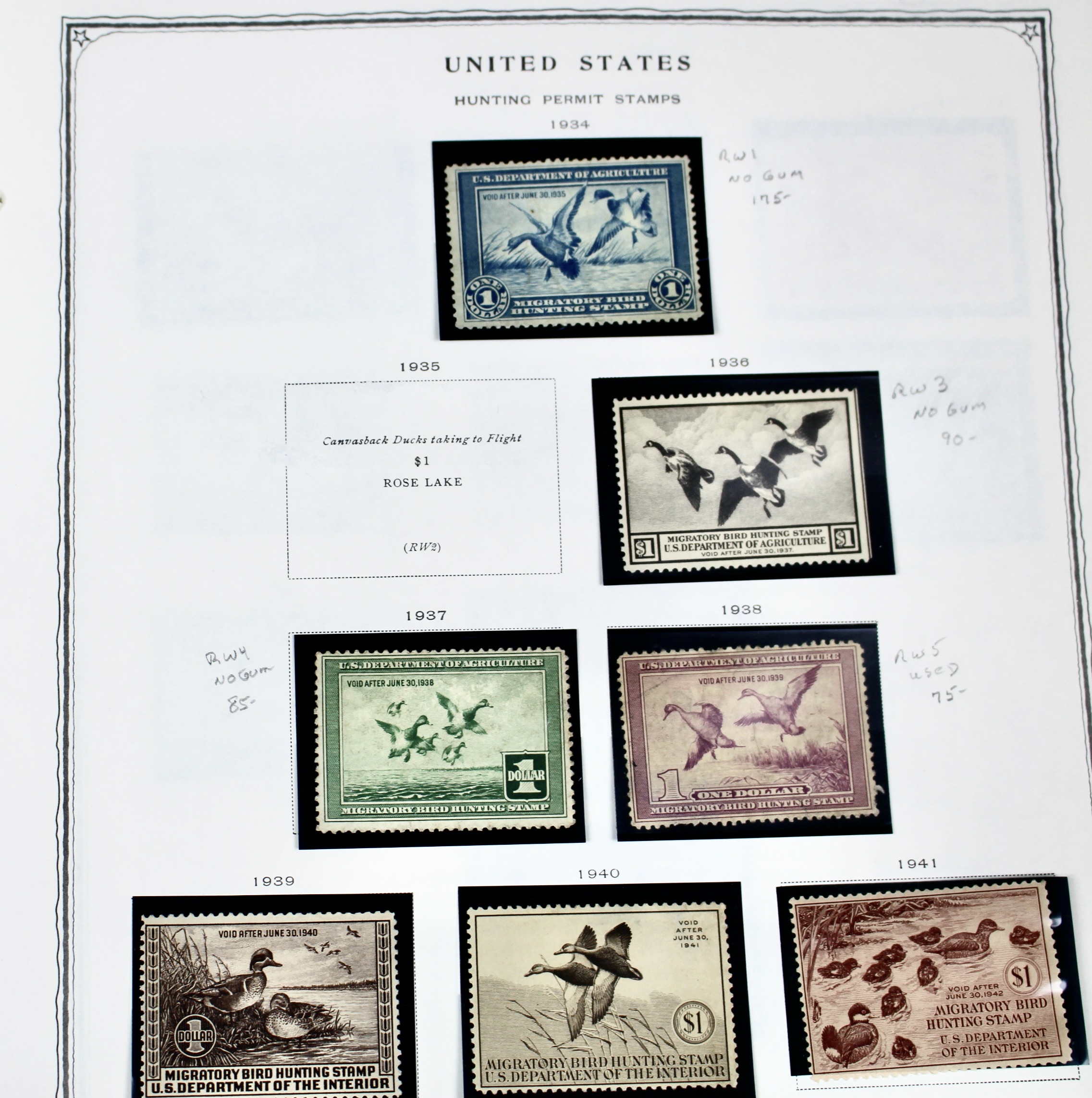 Extensive Early U.S. Duck Stamp Collection, 1934 to 1987
