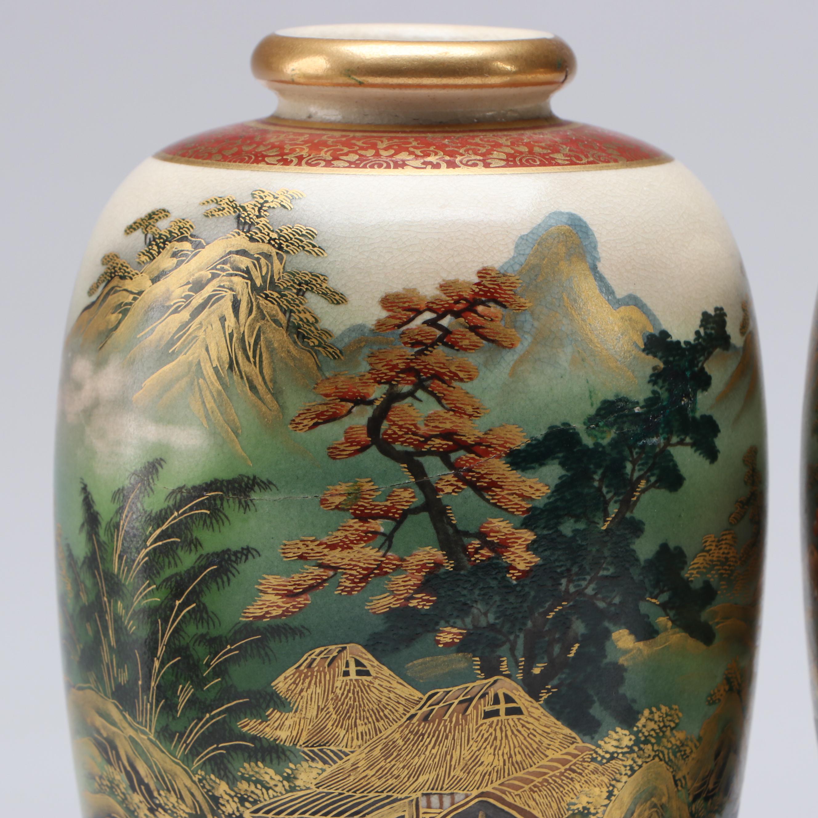 Pair of Japanese Satsuma Porcelain Vases