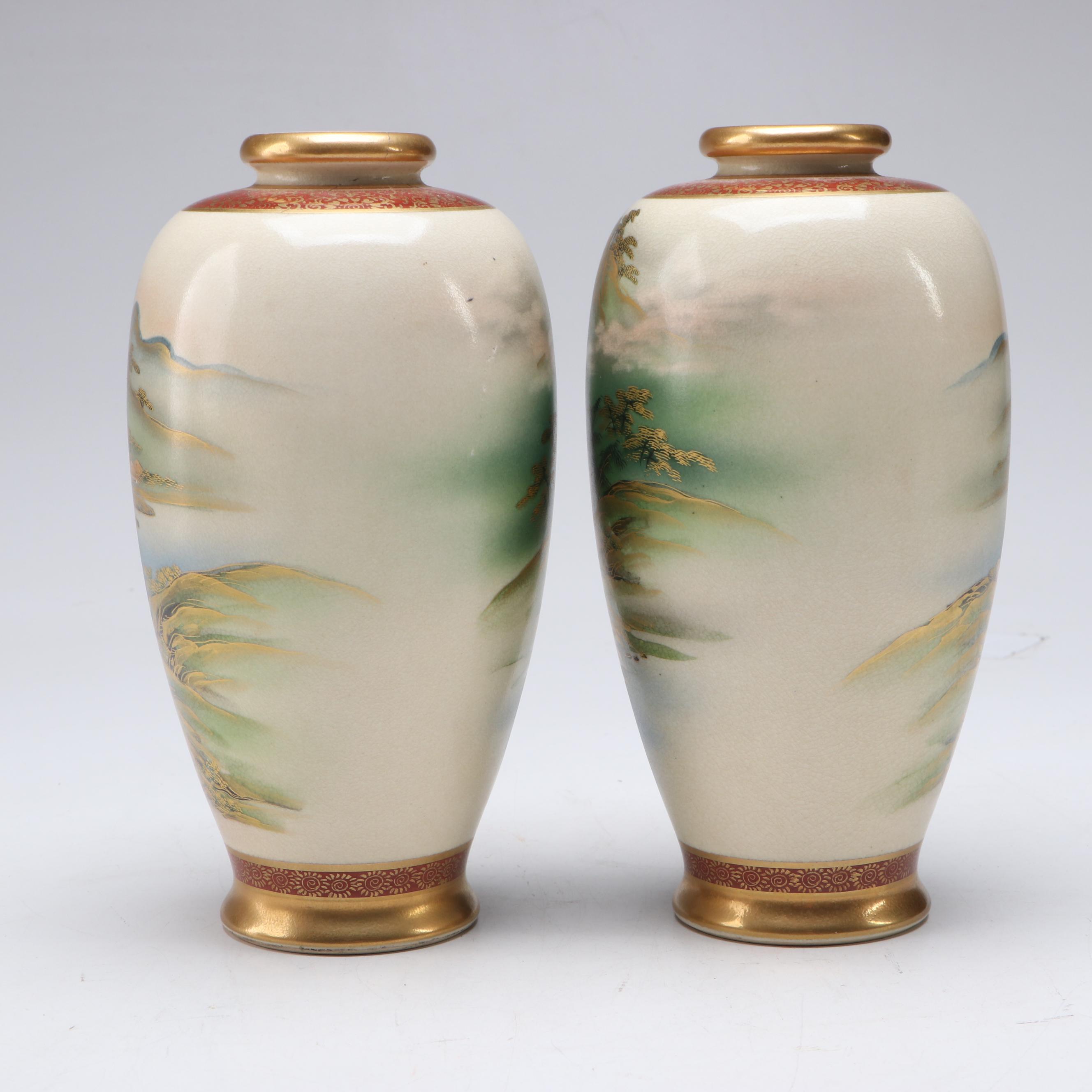 Pair of Japanese Satsuma Porcelain Vases