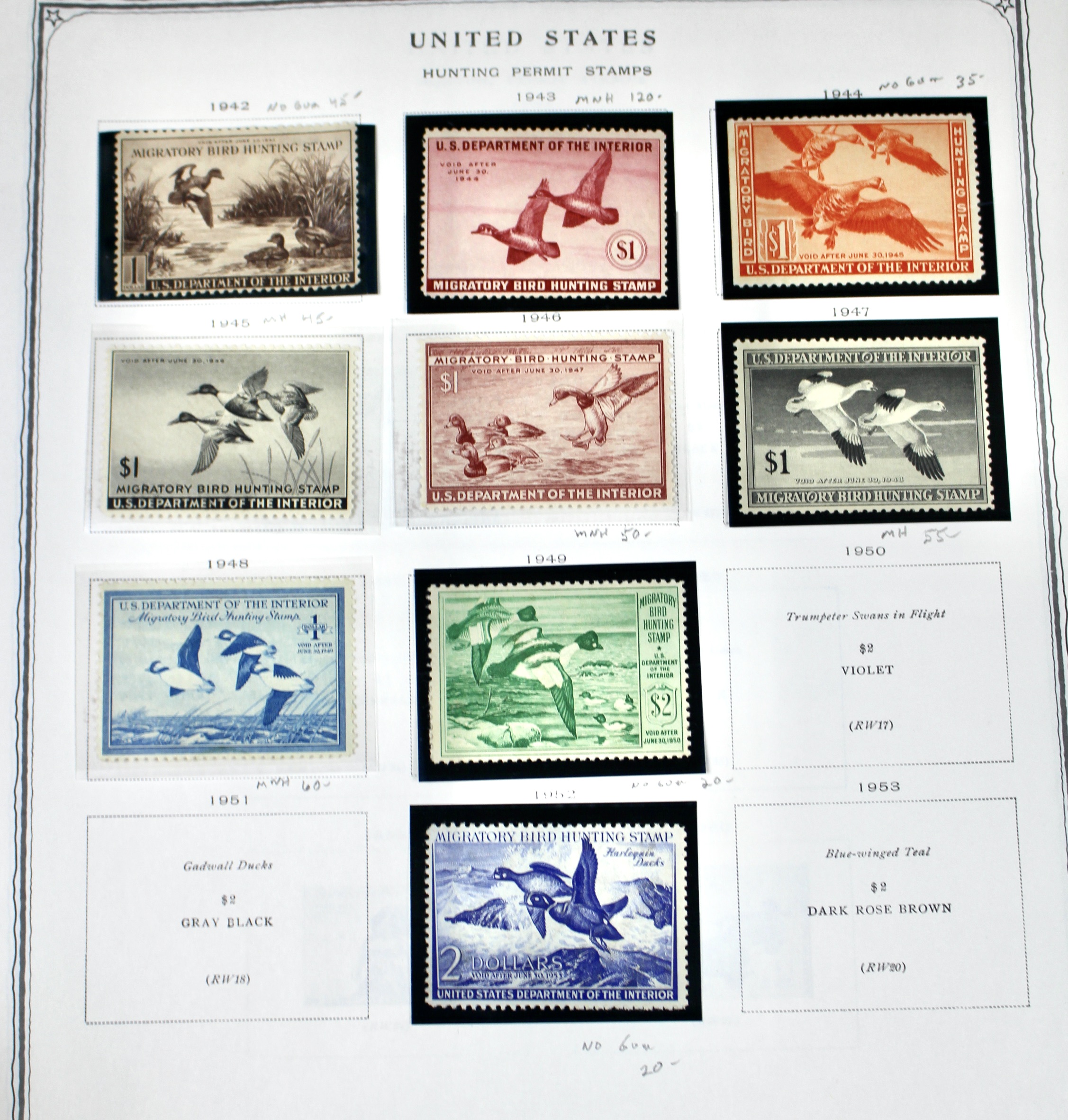 Extensive Early U.S. Duck Stamp Collection, 1934 to 1987