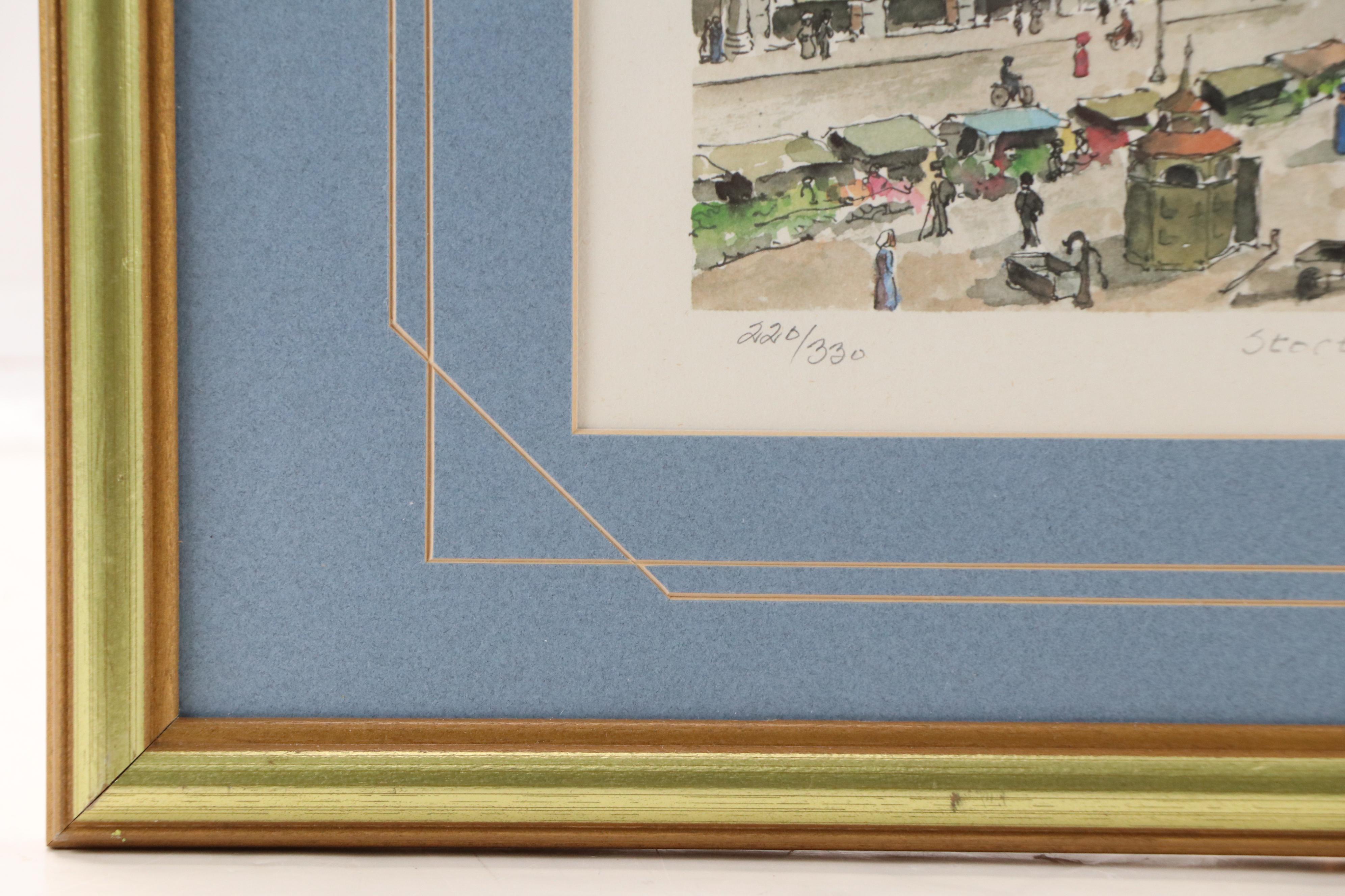 Norwegian City Plaza Scene Offset Lithograph "Stortorvet"