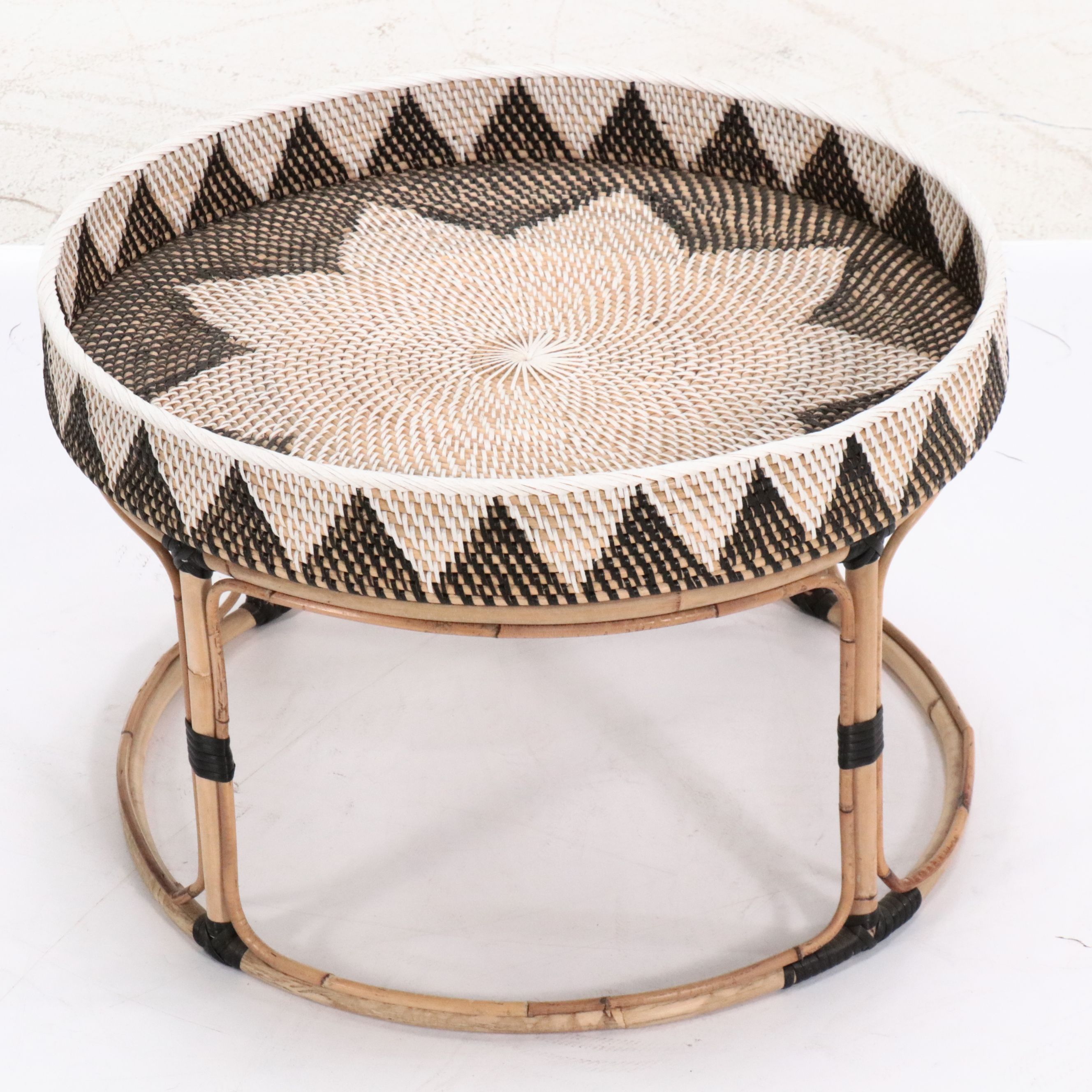 Contemporary Rattan Coffee Table and Accent Table