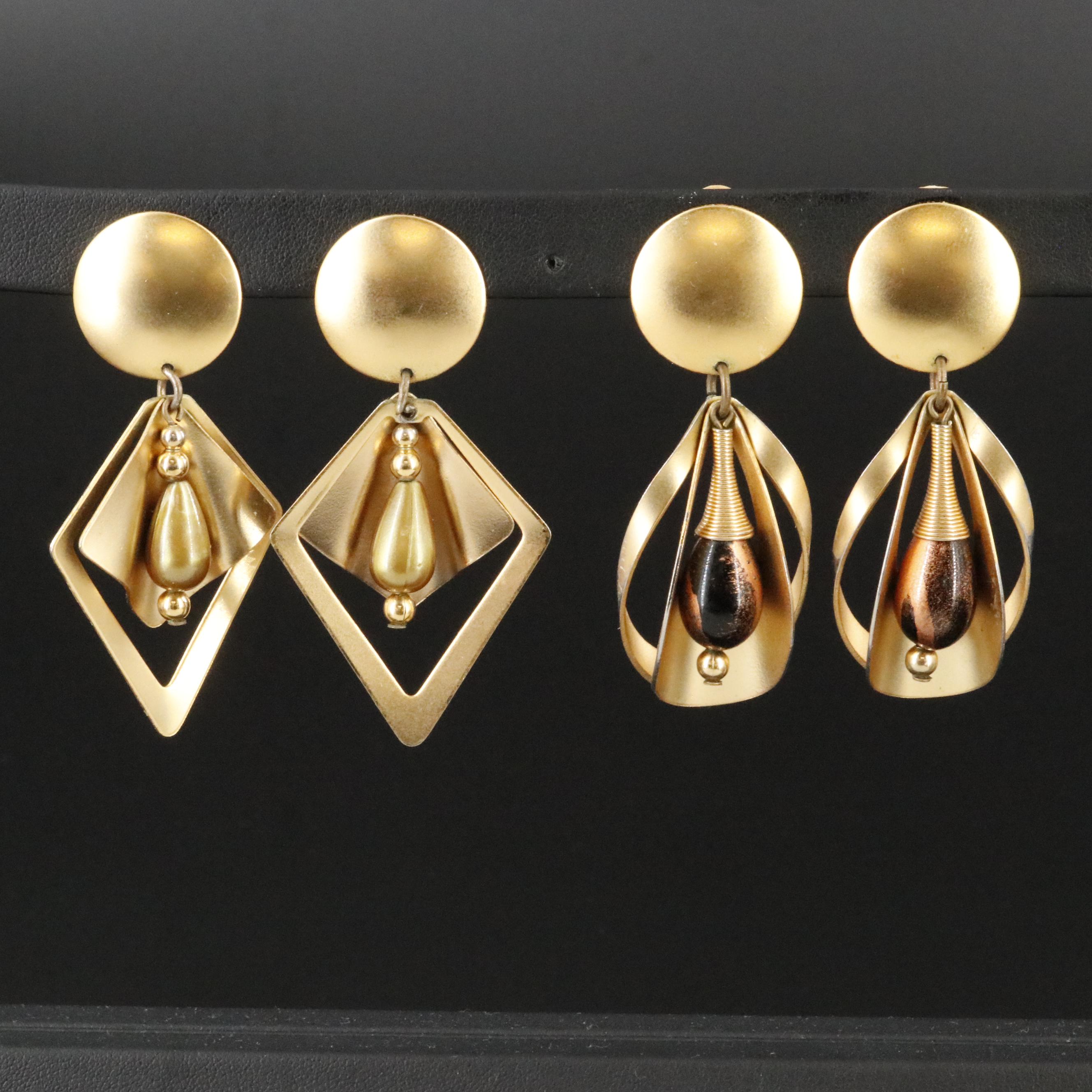 1980s Drop Earrings with Matte Finish Attributed to John Michael Richardson