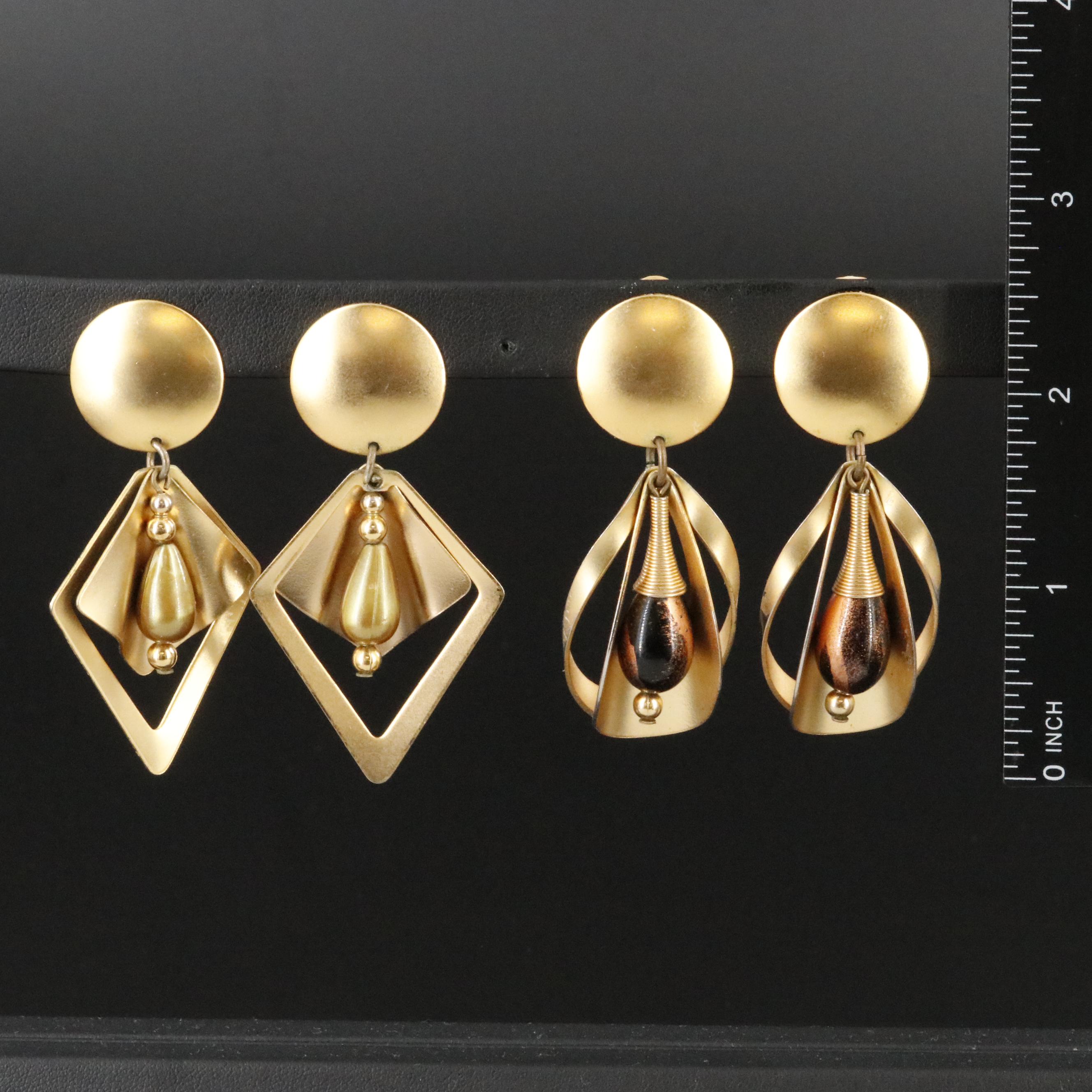 1980s Drop Earrings with Matte Finish Attributed to John Michael Richardson