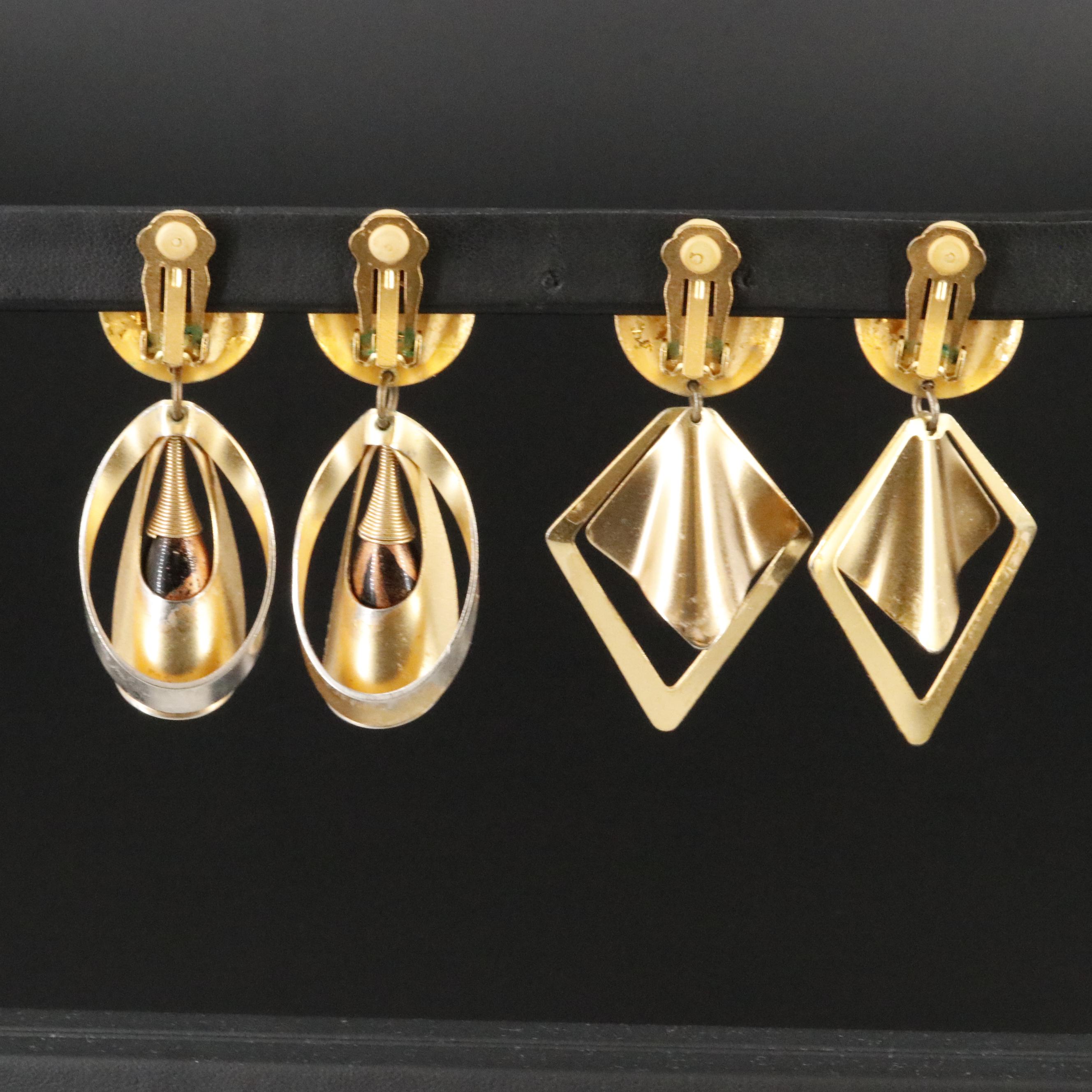 1980s Drop Earrings with Matte Finish Attributed to John Michael Richardson