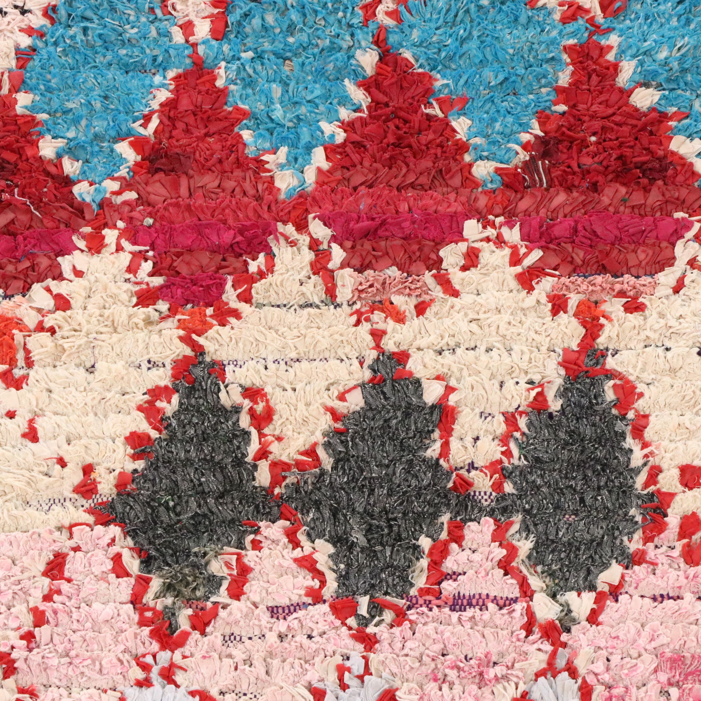 3'7 x 7'4 Hand-Knotted Moroccan Boucherouite Area Rug