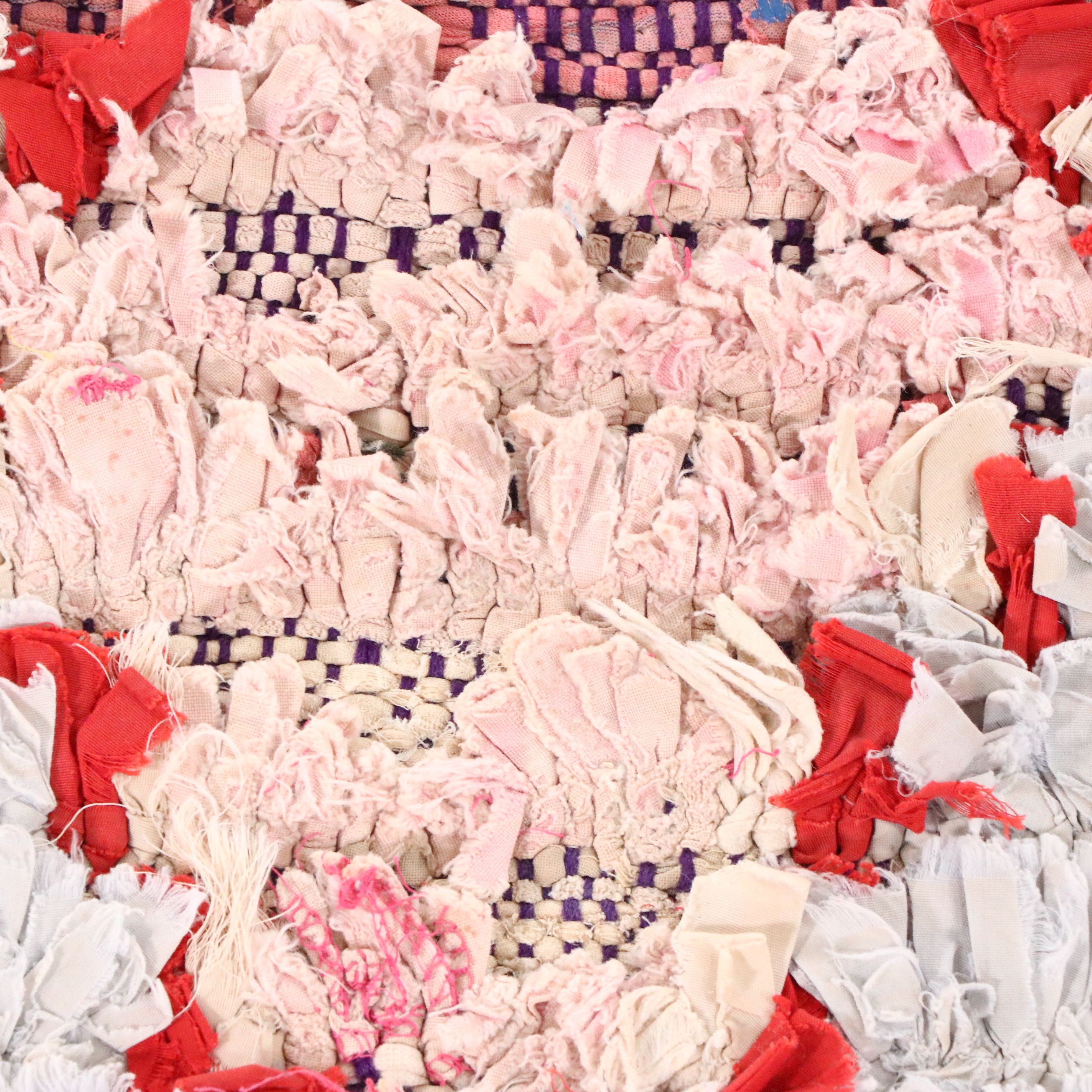 3'7 x 7'4 Hand-Knotted Moroccan Boucherouite Area Rug