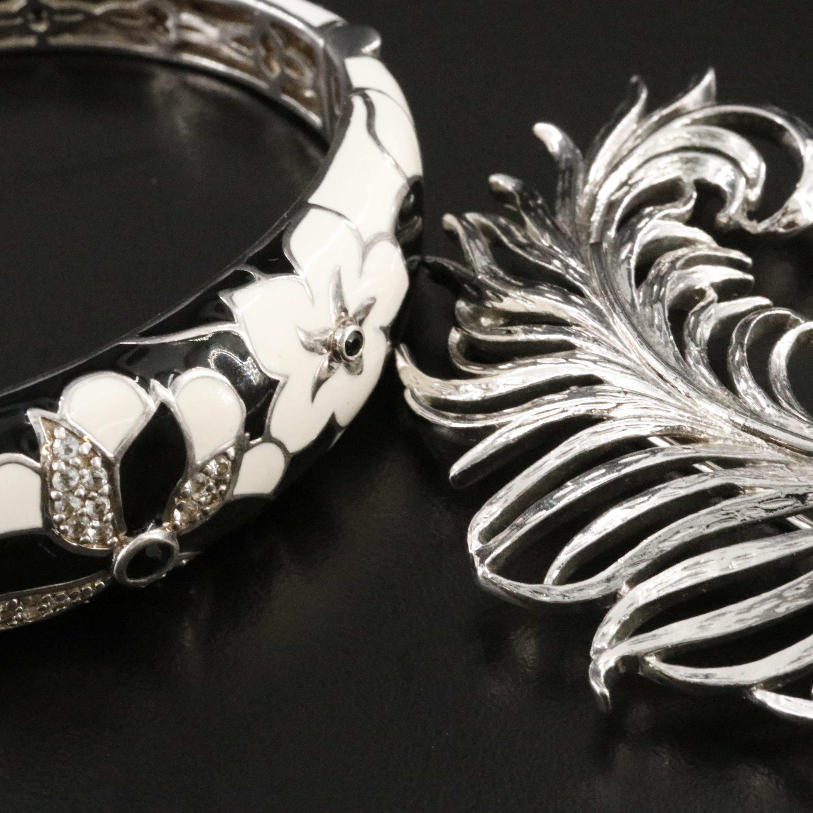 Sterling, Pearls and Trifari Feather Brooch Featured in Jewelry Collection