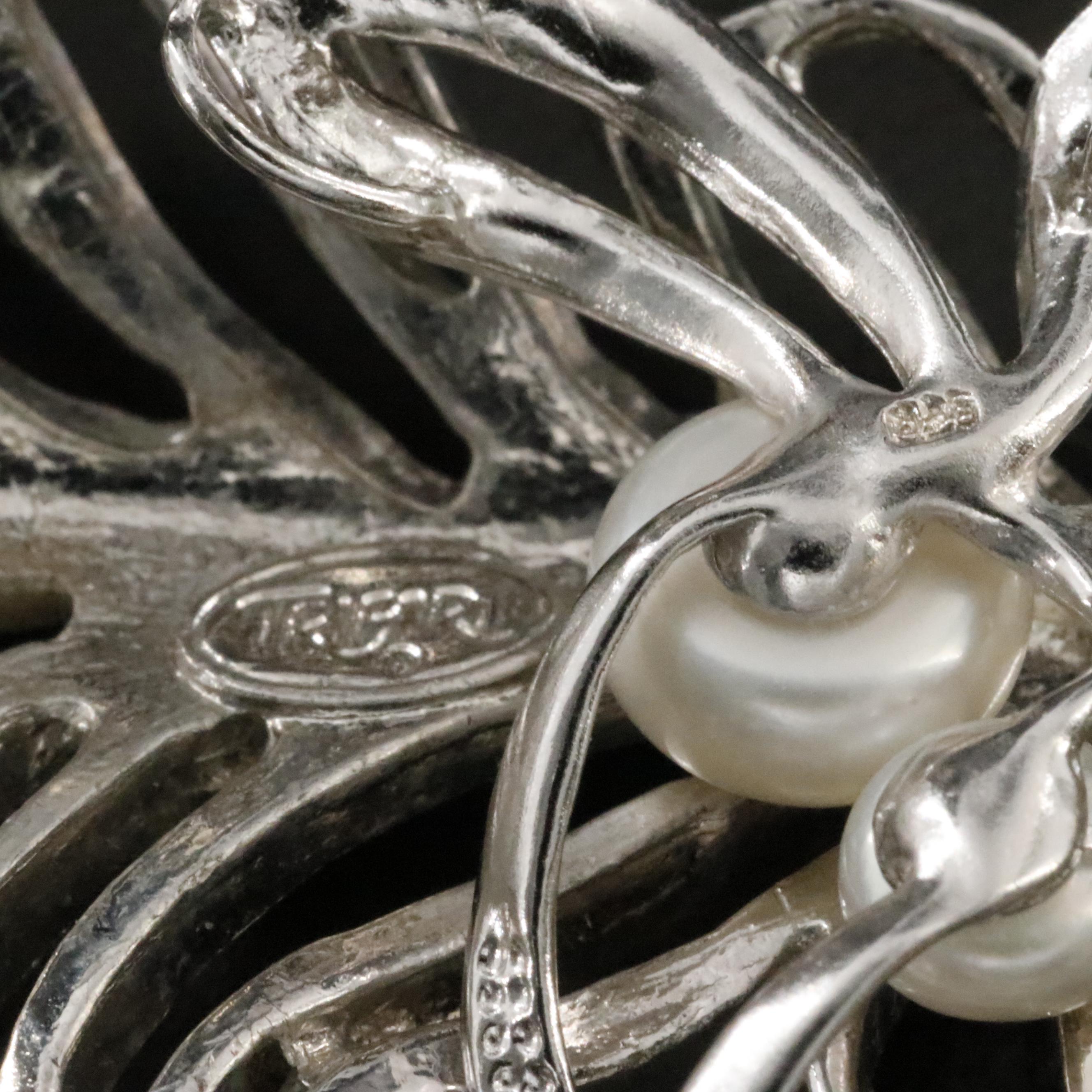 Sterling, Pearls and Trifari Feather Brooch Featured in Jewelry Collection