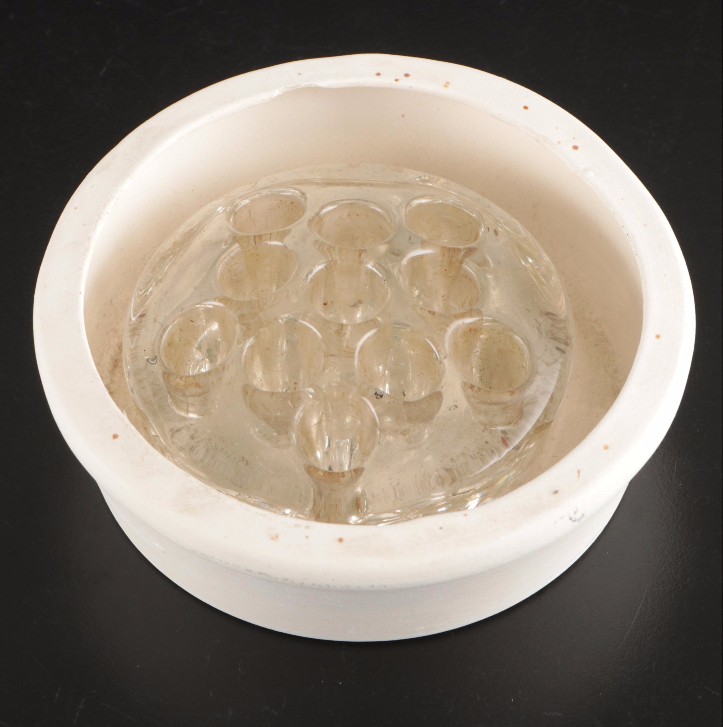 Glass and Metal Cage Flower Frogs