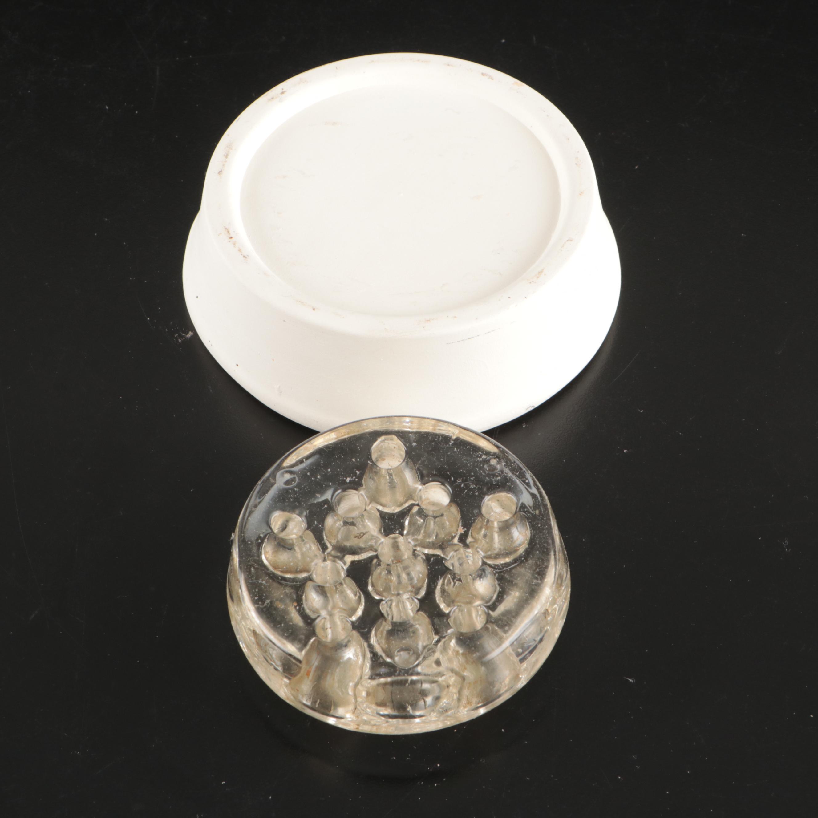 Glass and Metal Cage Flower Frogs