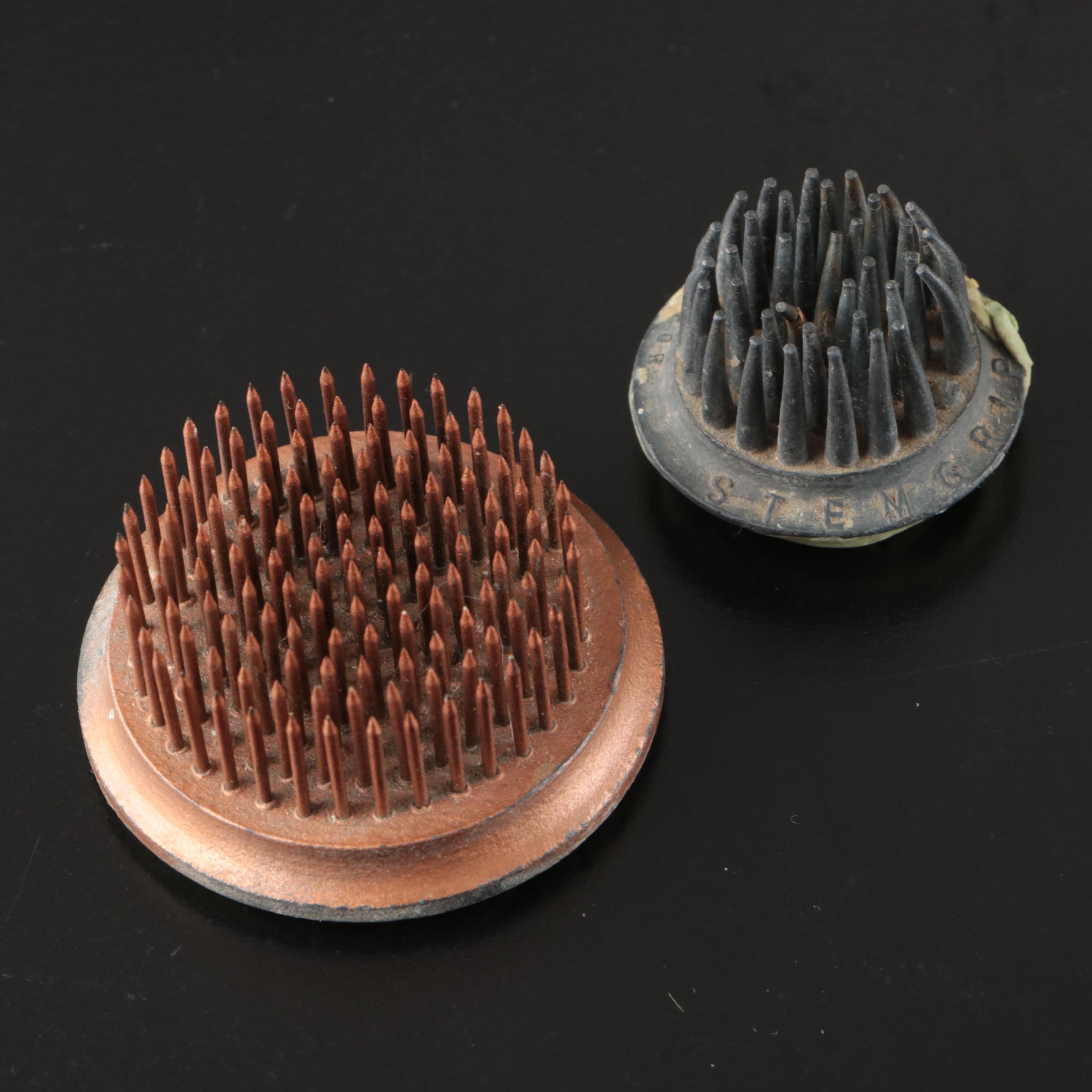 Glass and Metal Cage Flower Frogs